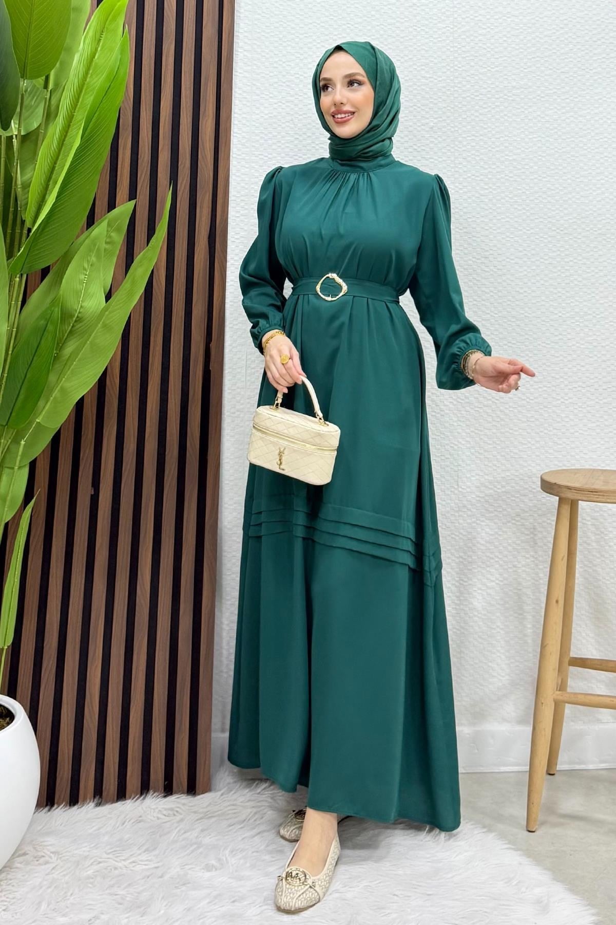 Fulya Krep Elbise Zümrüt