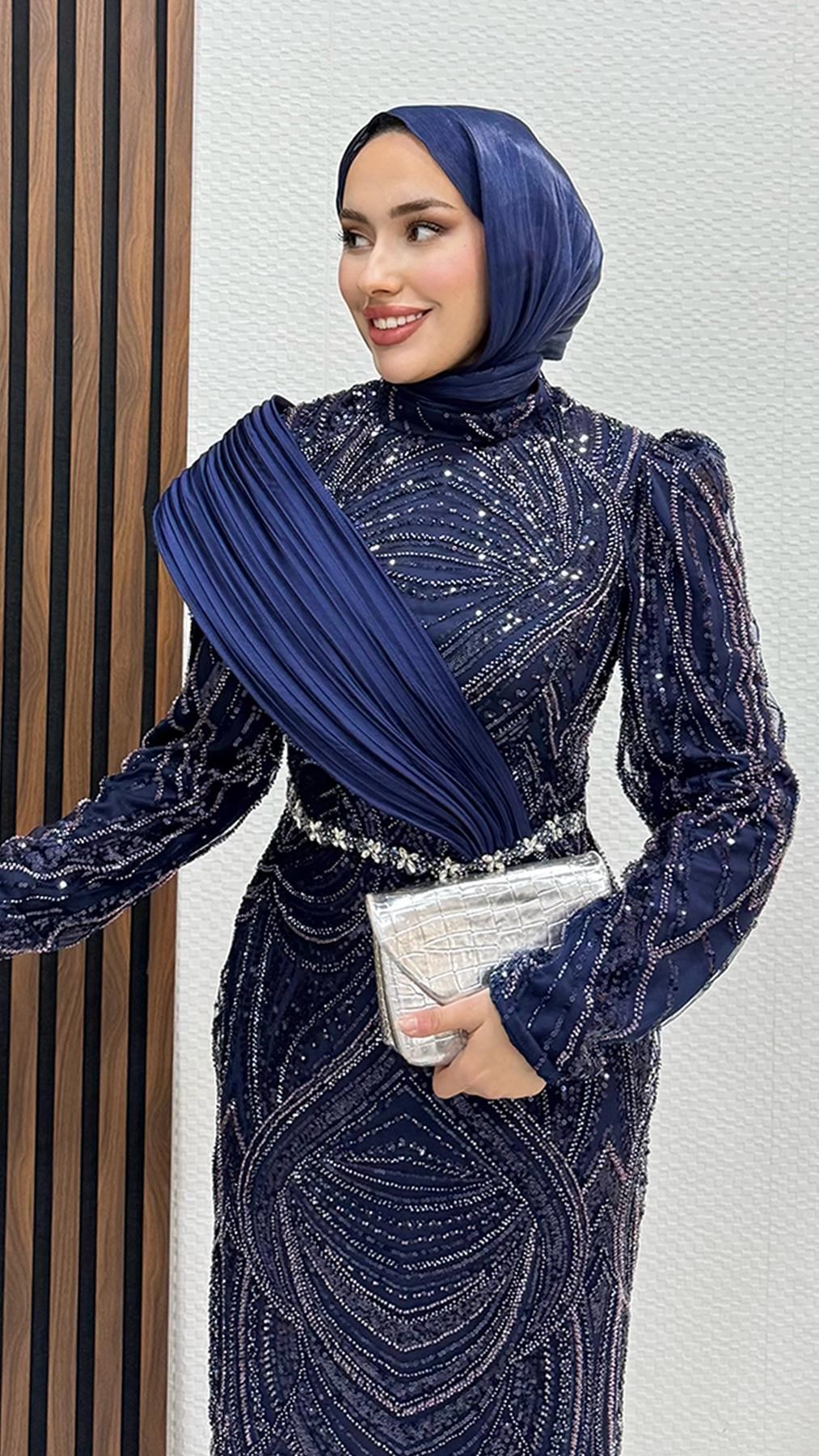 Füsun İşleme Abiye Lacivert