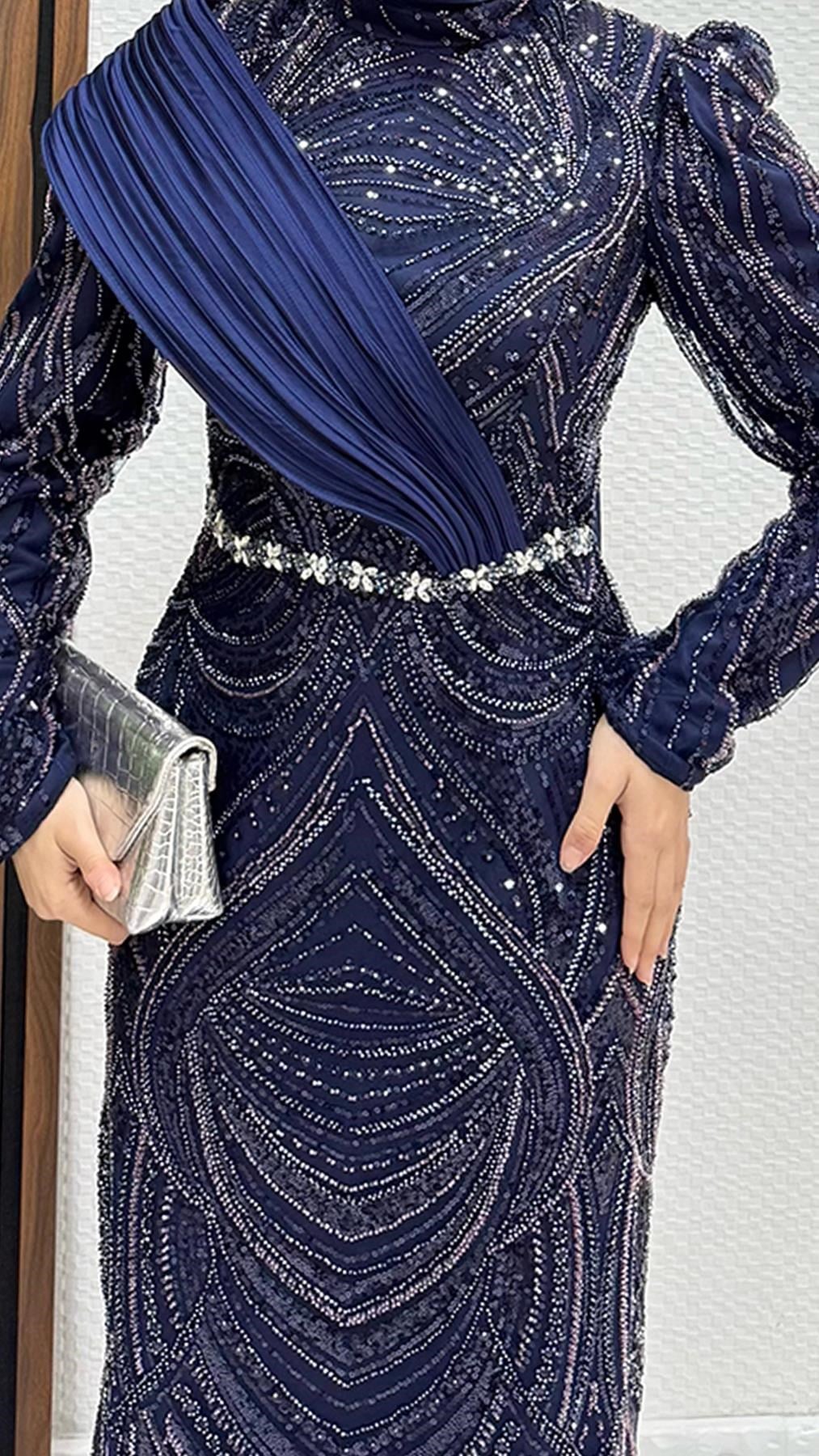 Füsun İşleme Abiye Lacivert
