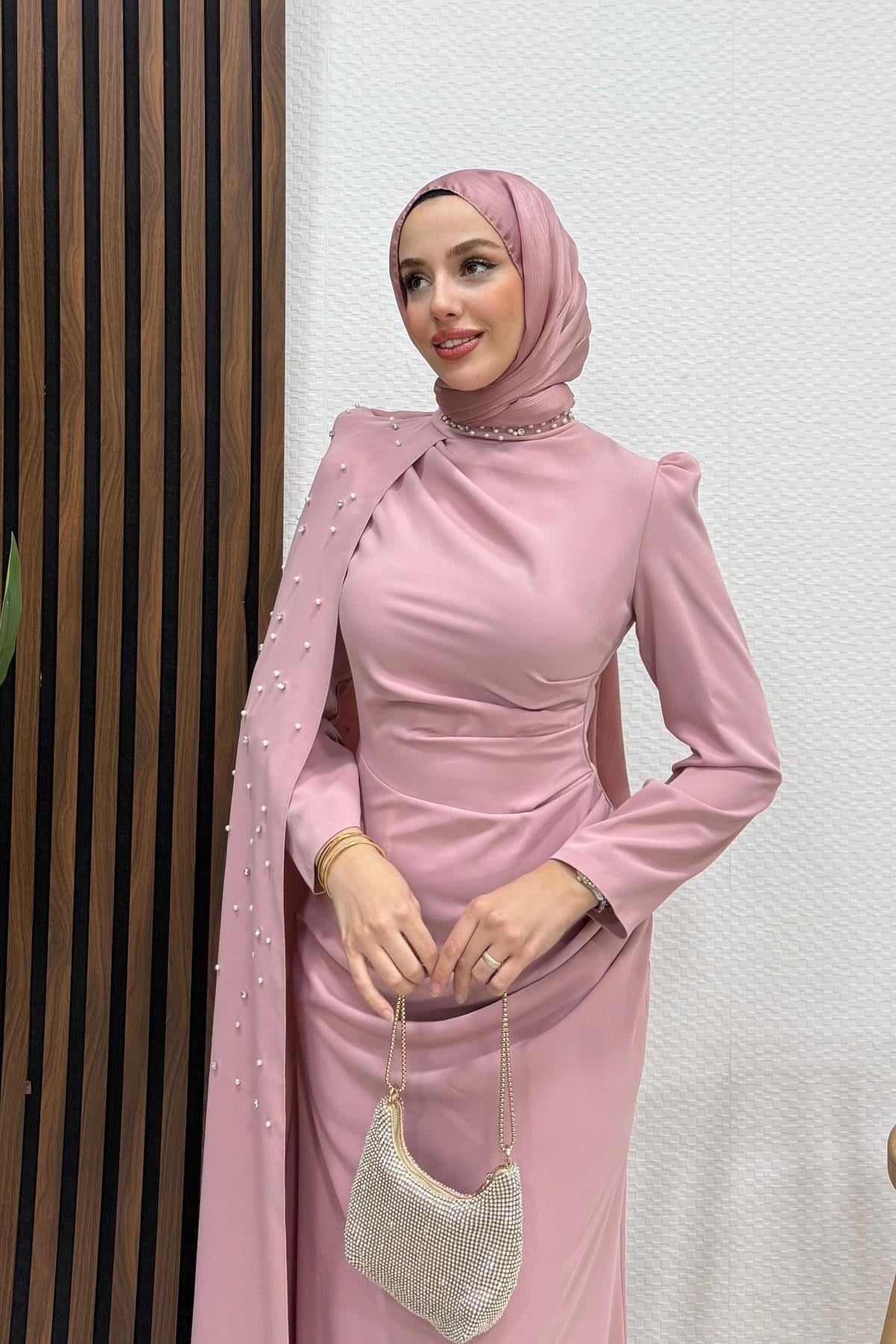 Gökben Krep Abiye Soft Pembe
