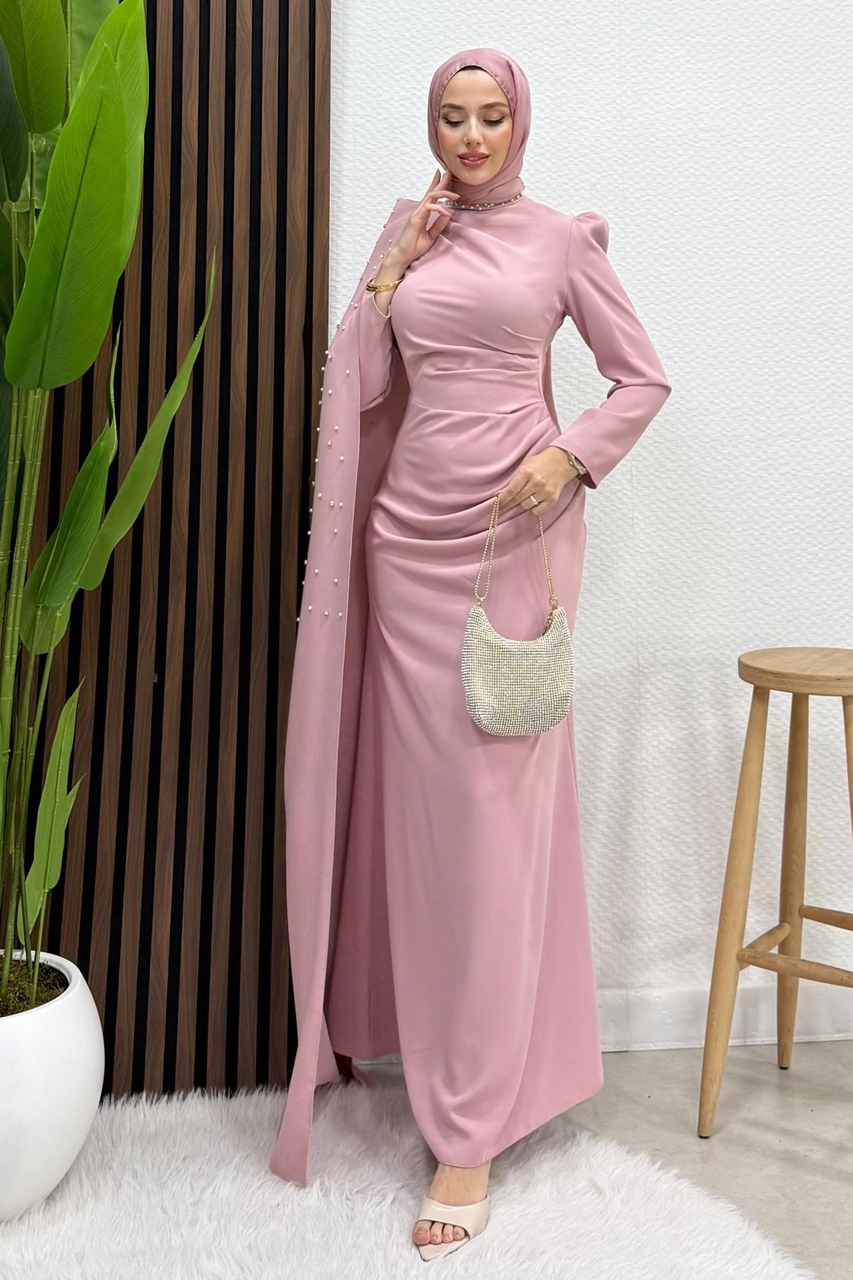 Gökben Krep Abiye Soft Pembe