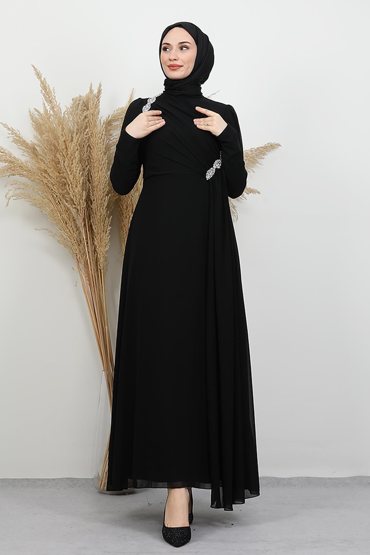 Gülnihal Şifon Abiye Siyah