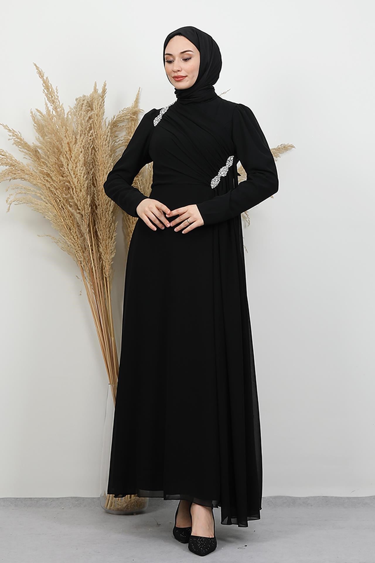 Gülnihal Şifon Abiye Siyah