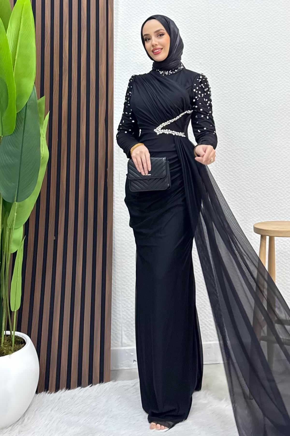 Gülşen Tesettür Abiye Siyah