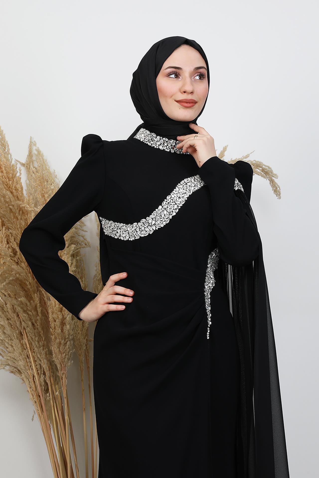 Hanzade Krep Abiye Siyah