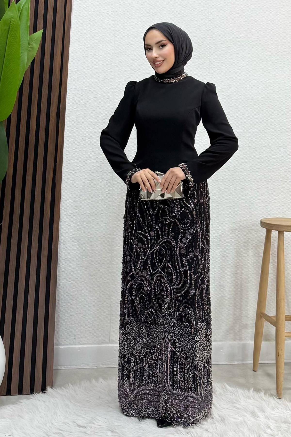 Hatun İşleme Abiye Siyah