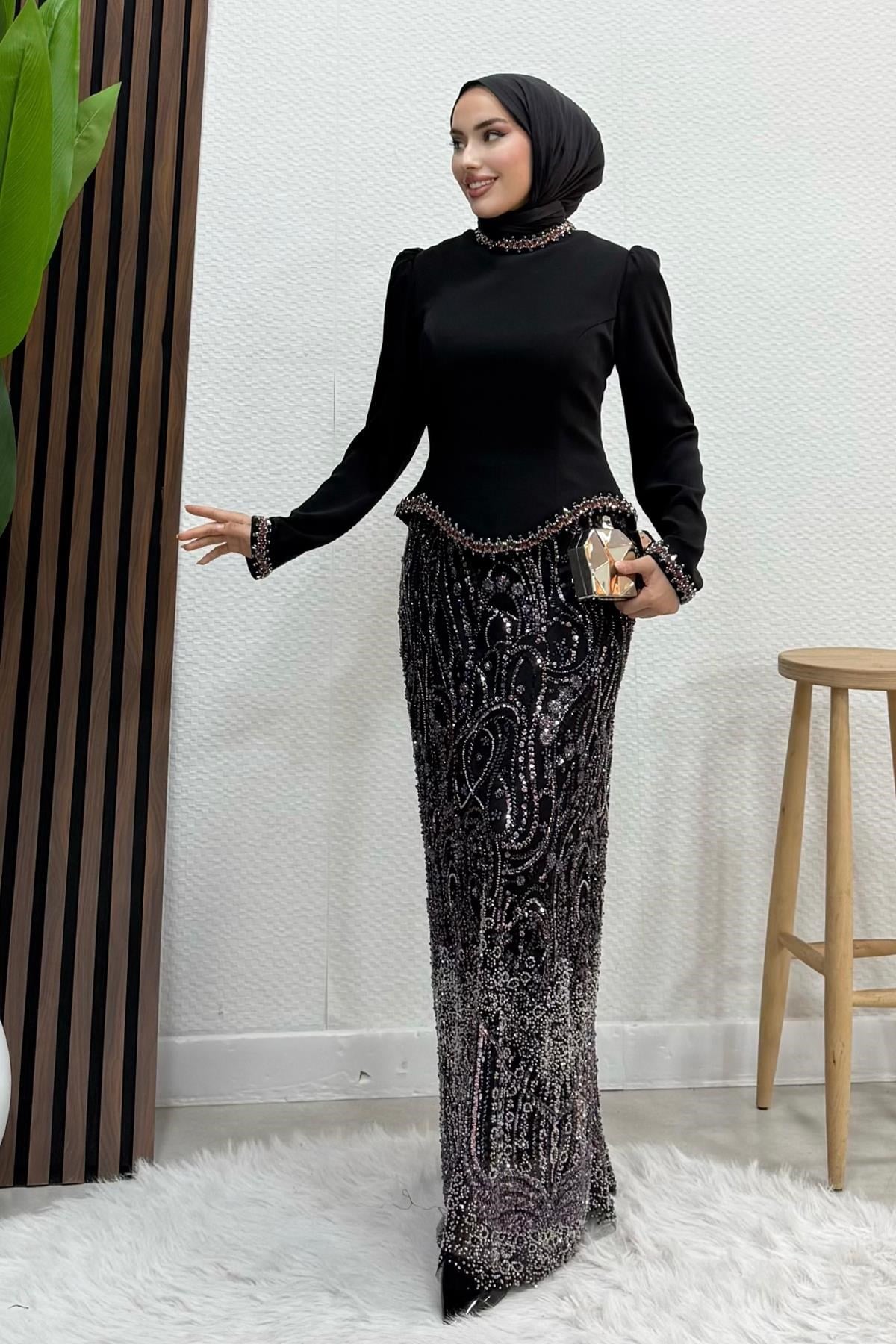 Hatun İşleme Abiye Siyah
