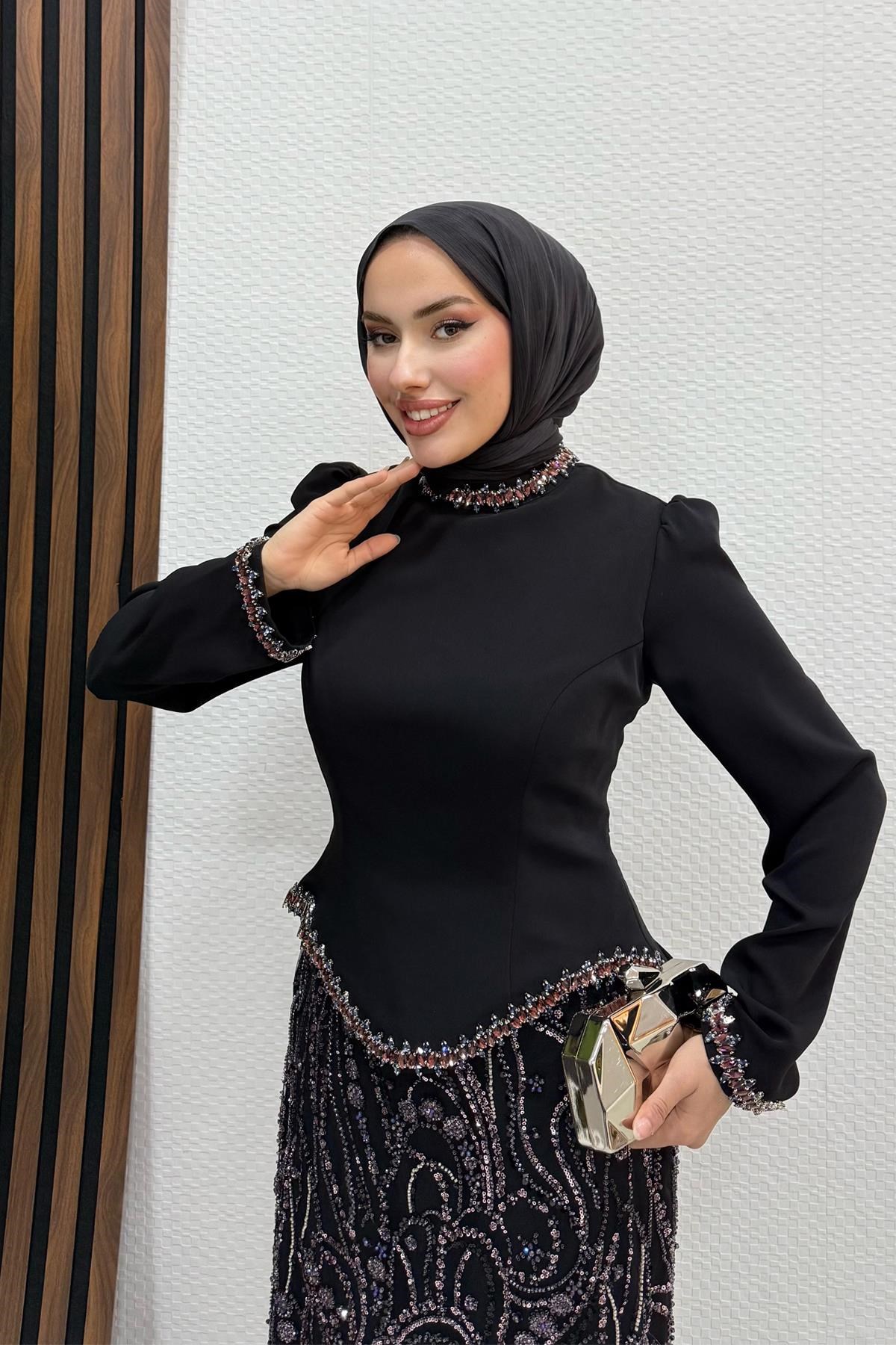 Hatun İşleme Abiye Siyah