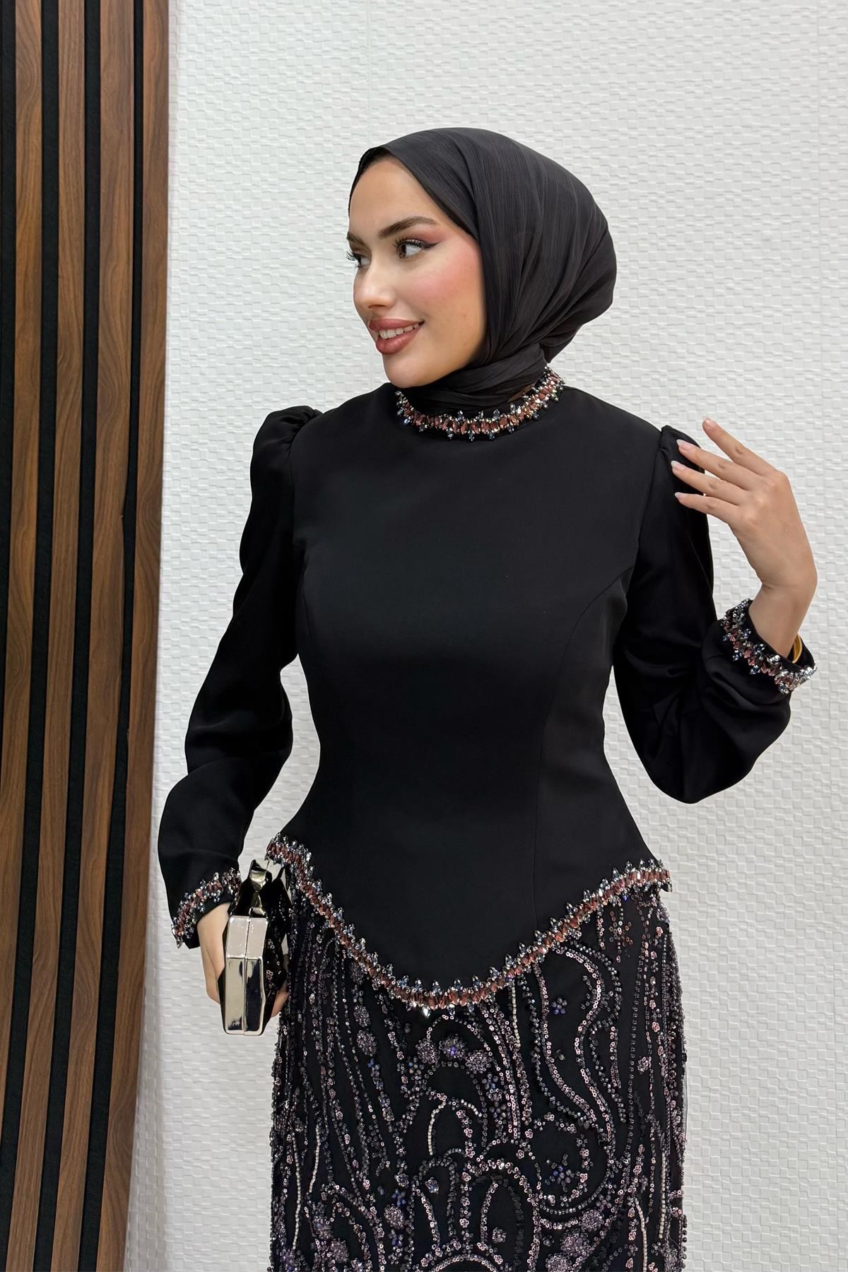 Hatun İşleme Abiye Siyah