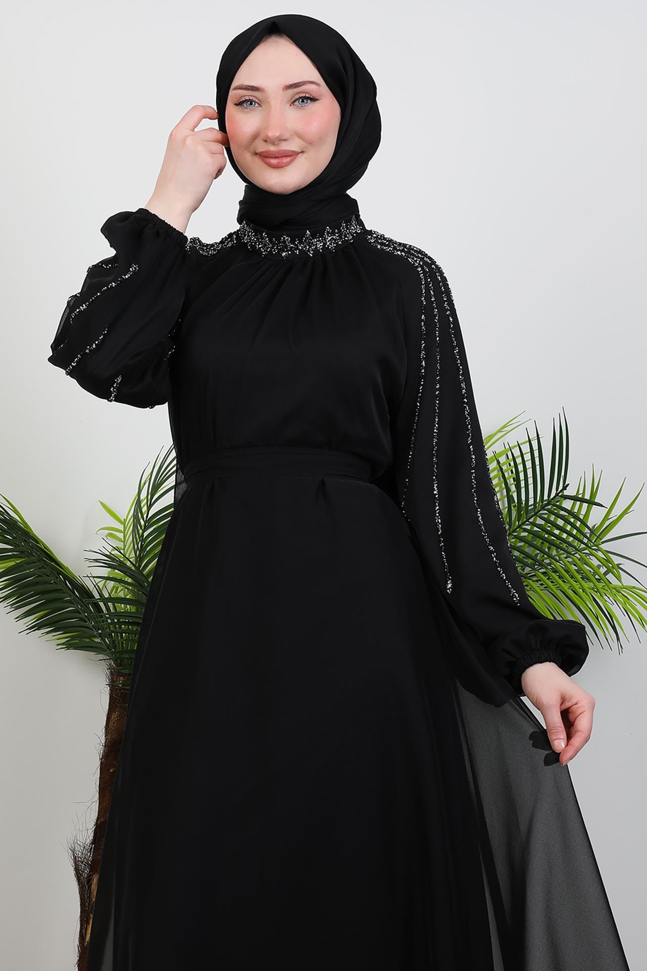 Helen Taşlı Janjan Elbise Siyah