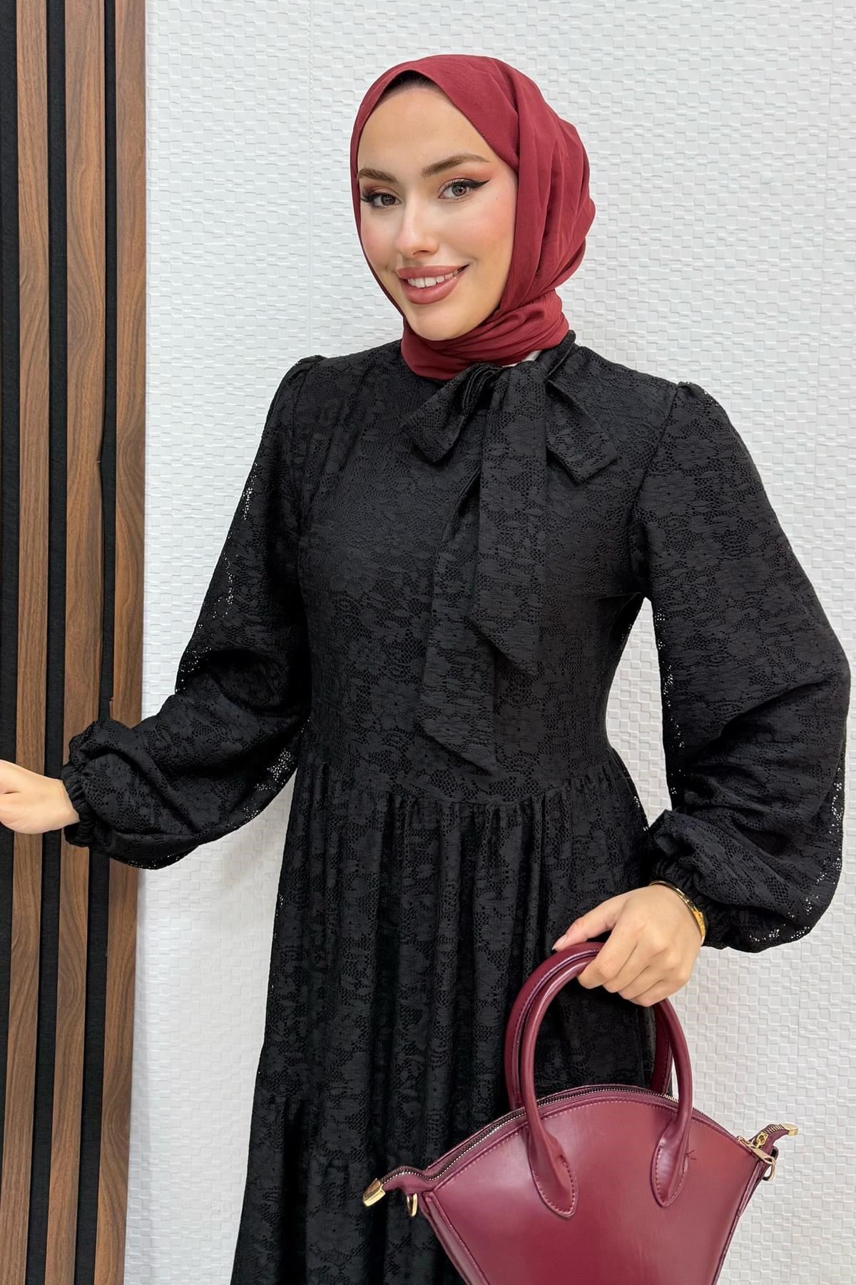 Hicran Dantel Elbise Siyah