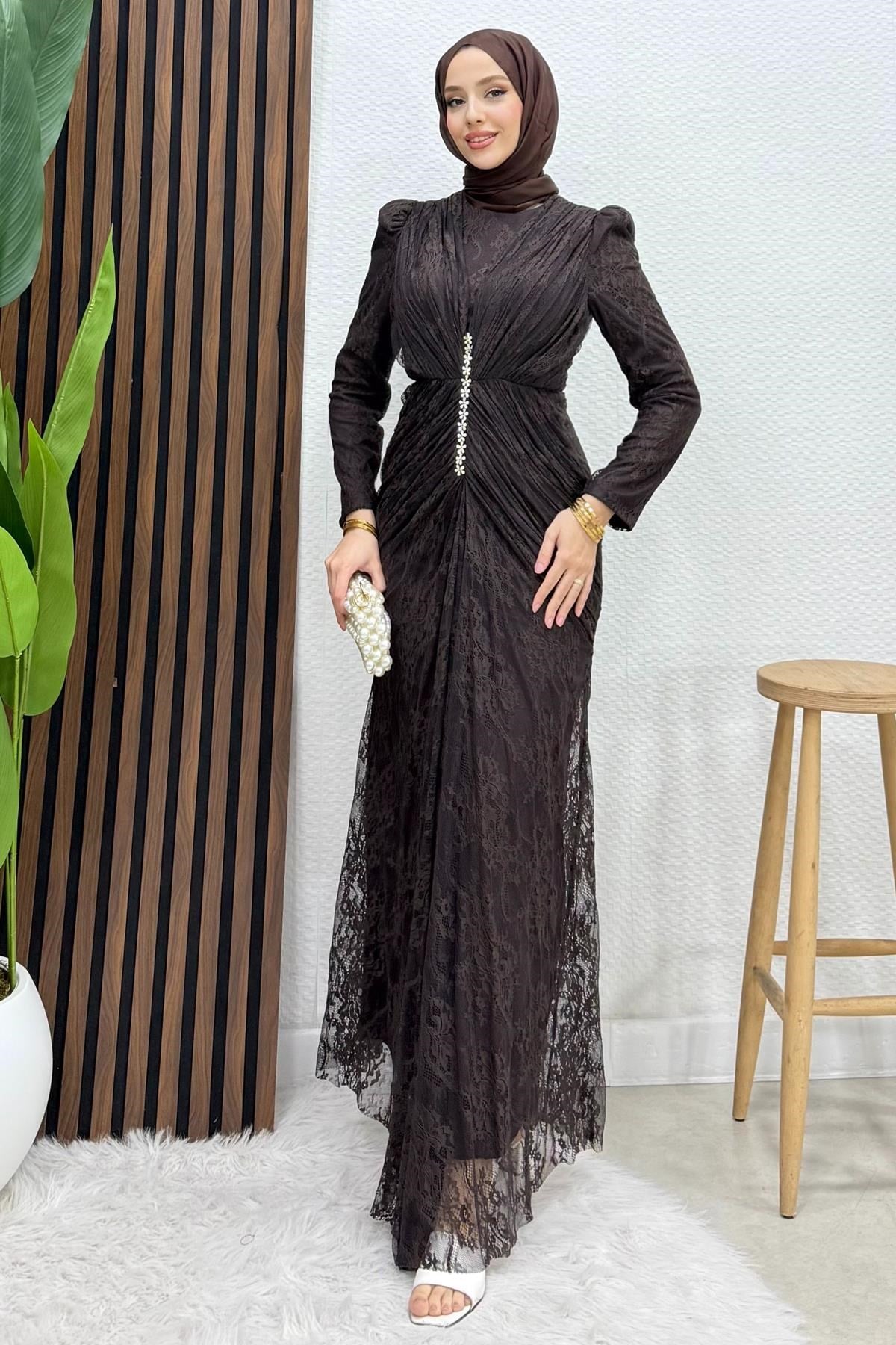 Hilda Dantel Abiye Acı Kahve