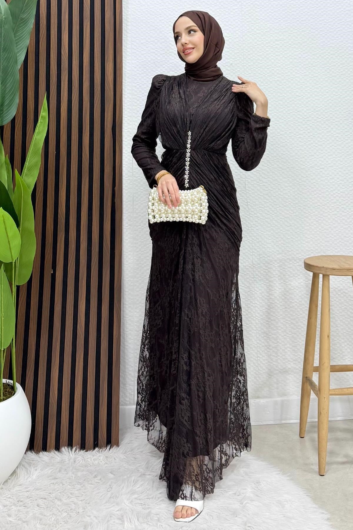 Hilda Dantel Abiye Acı Kahve