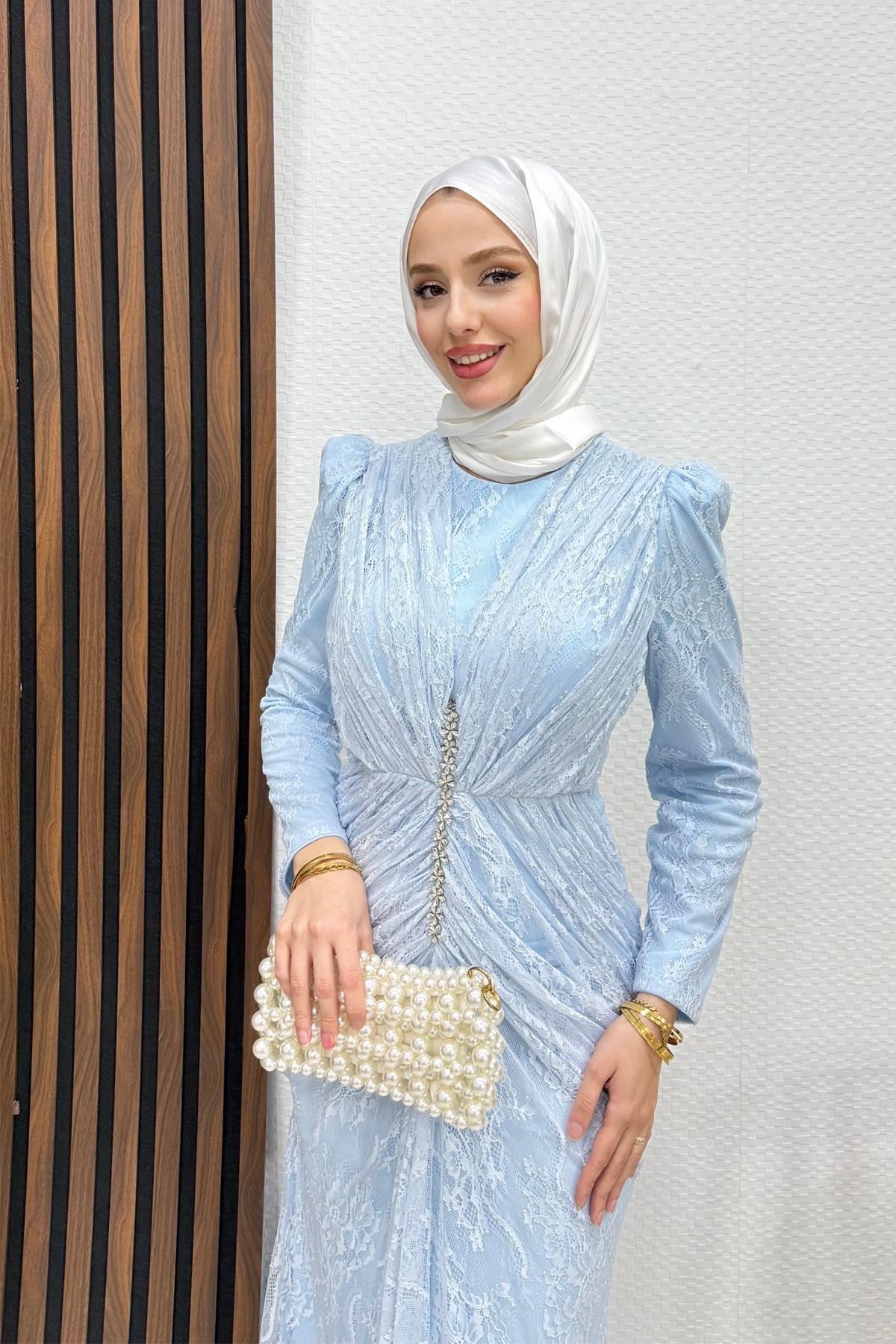Hilda Dantel Abiye Bebe Mavi