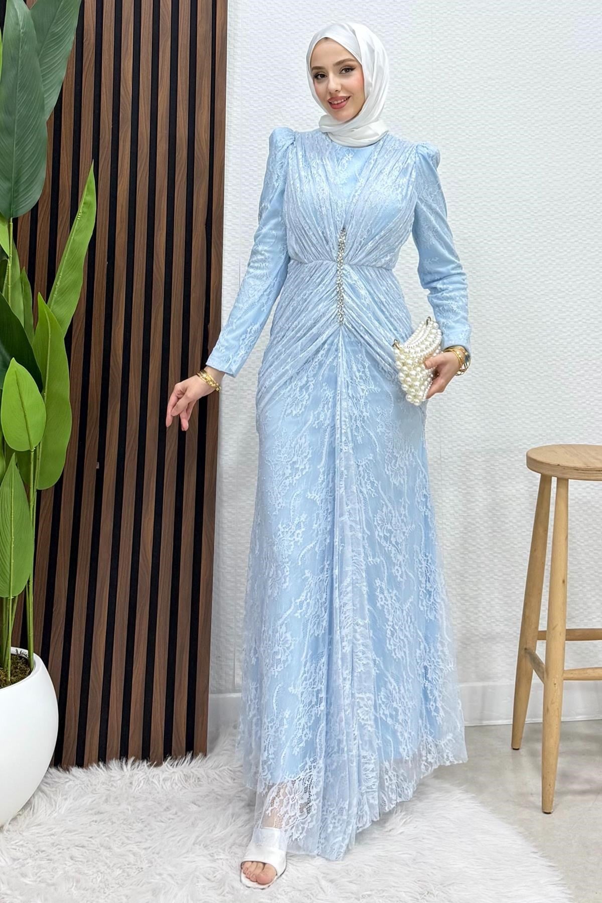 Hilda Dantel Abiye Bebe Mavi