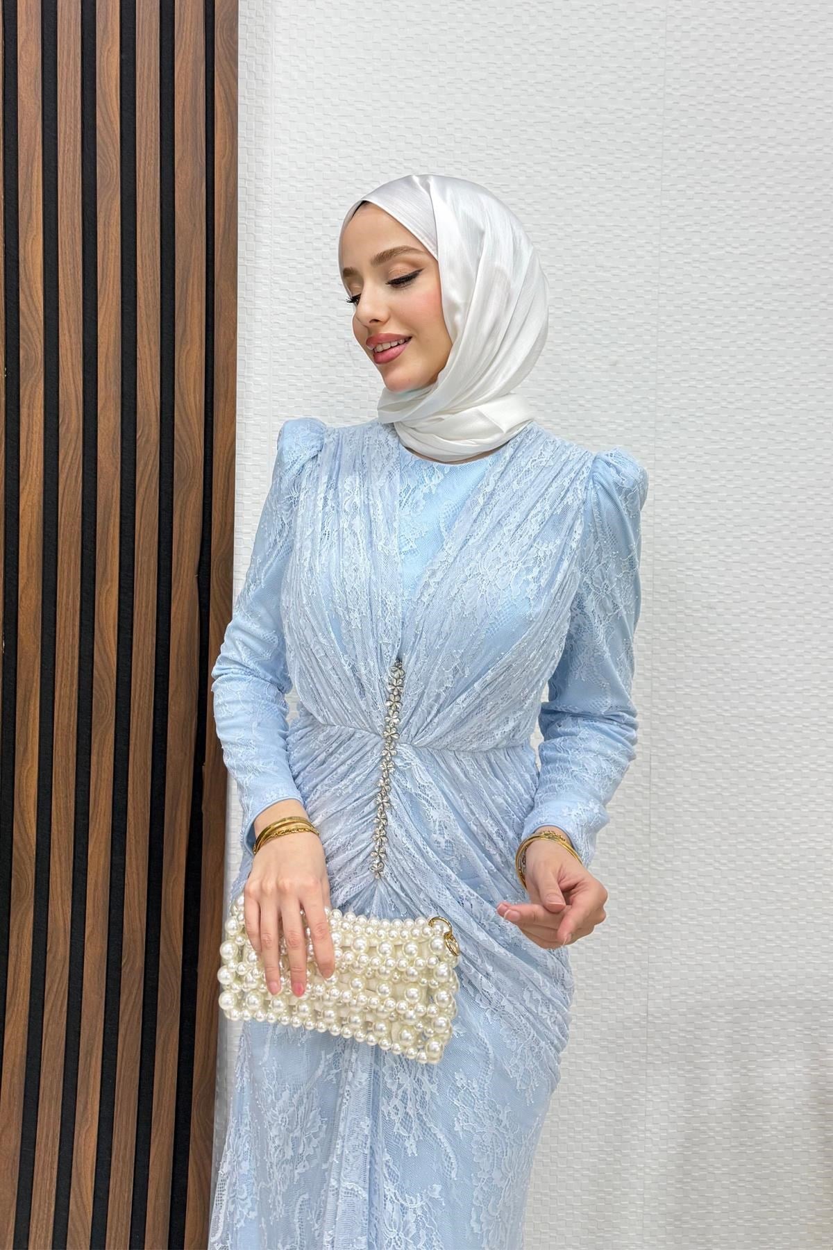Hilda Dantel Abiye Bebe Mavi