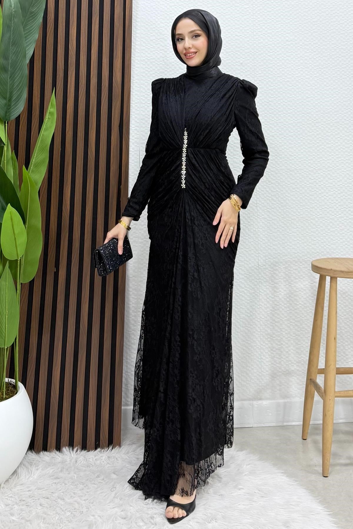Hilda Dantel Abiye Siyah