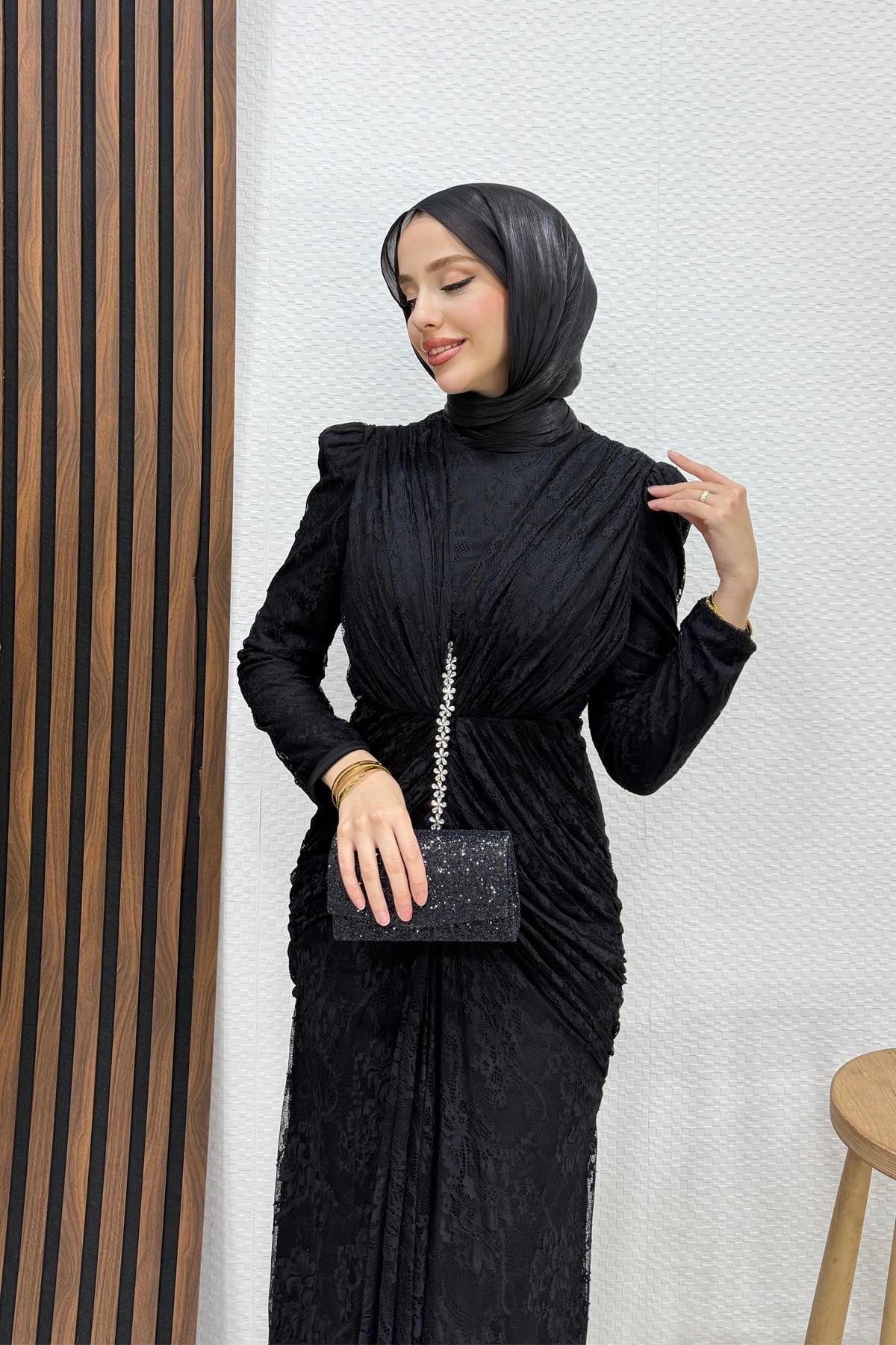 Hilda Dantel Abiye Siyah