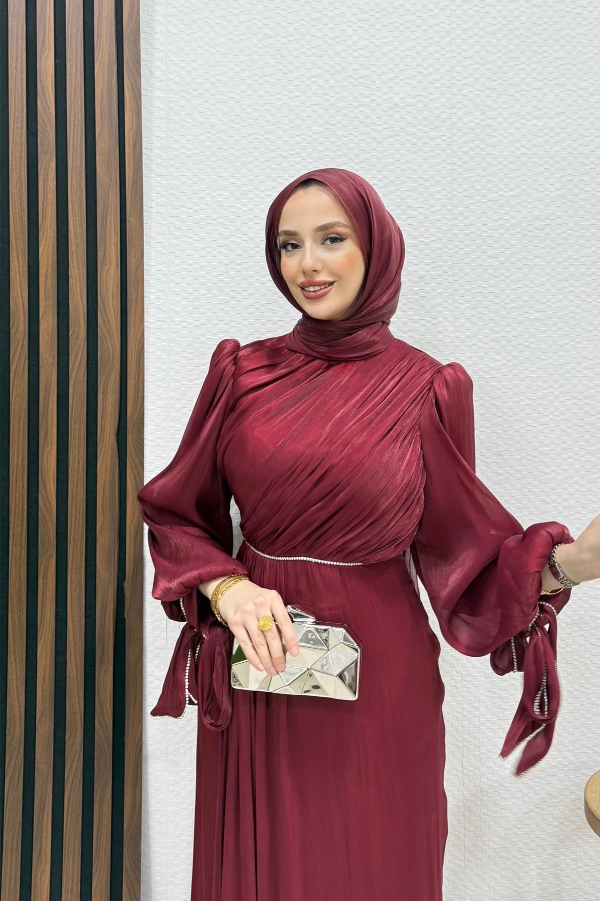 İdil Tesettür Abiye Bordo