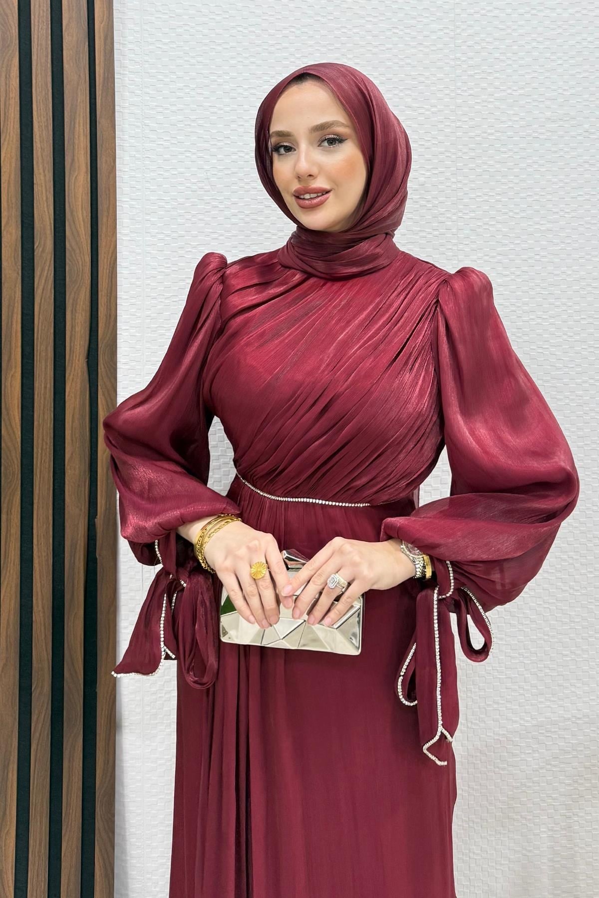 İdil Tesettür Abiye Bordo