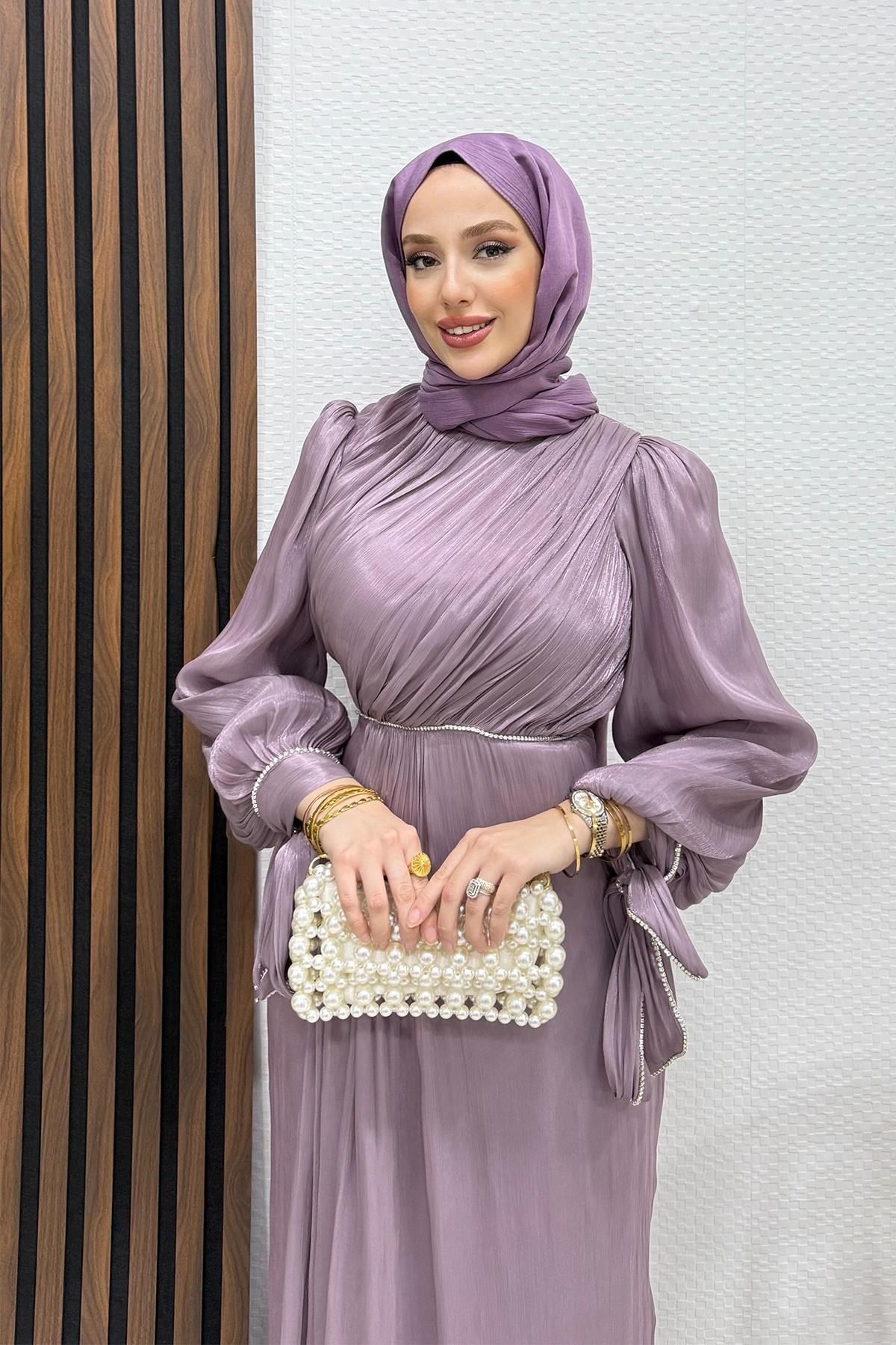 İdil Tesettür Abiye Lila
