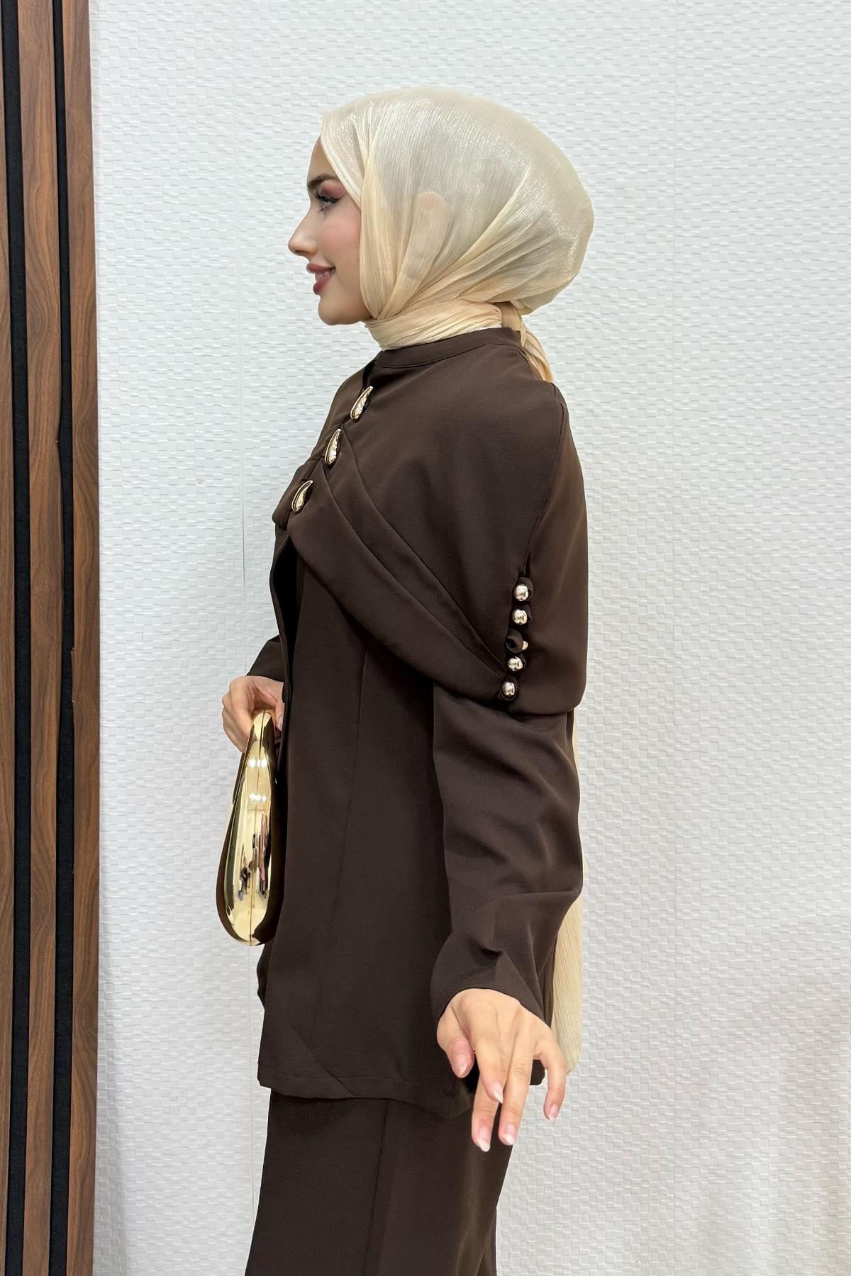 İki Düğmeli Takım Acı Kahve