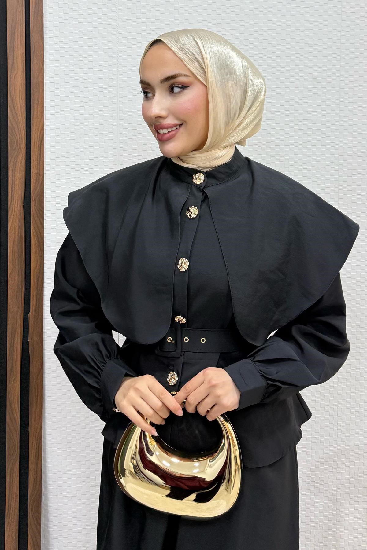 İkon Yaka Takım Siyah
