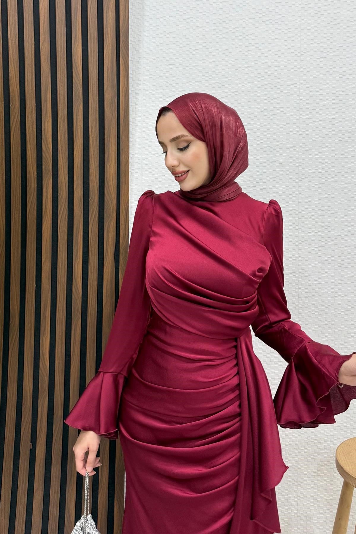 Ilgın Tesettür Abiye Bordo
