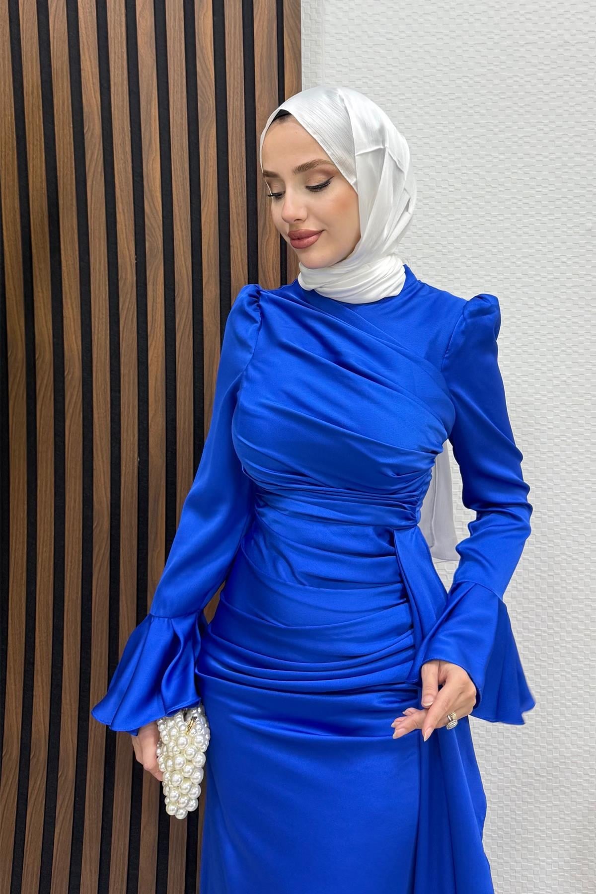 Ilgın Tesettür Abiye Gece Mavi