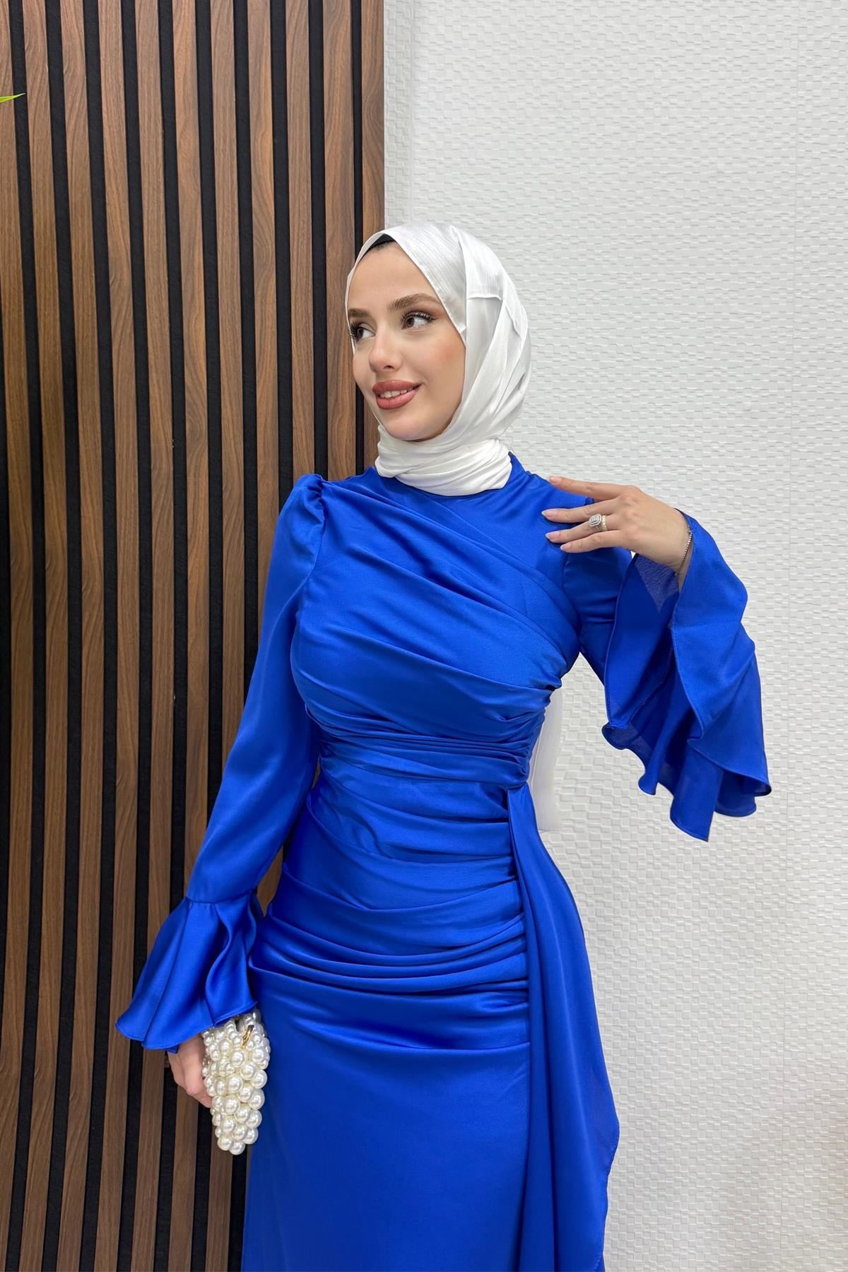 Ilgın Tesettür Abiye Gece Mavi