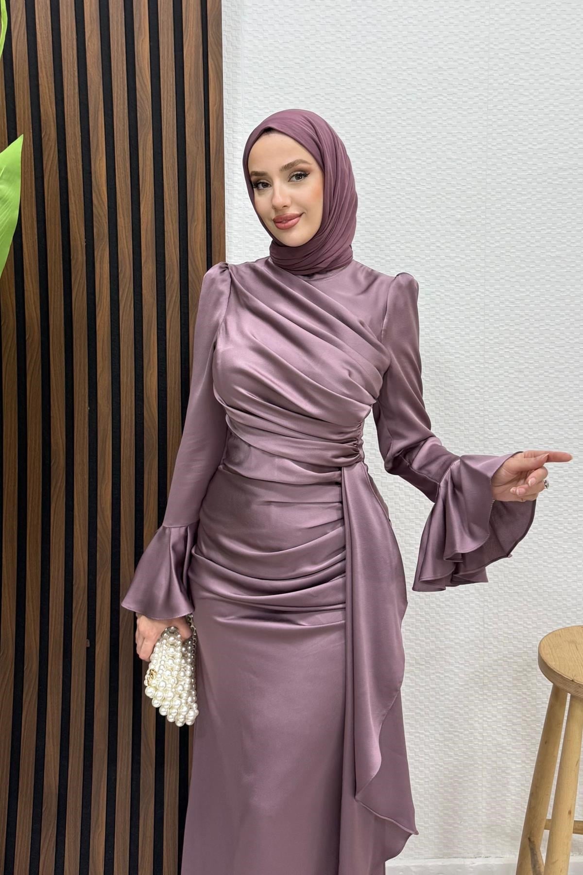 Ilgın Tesettür Abiye Soft Lila