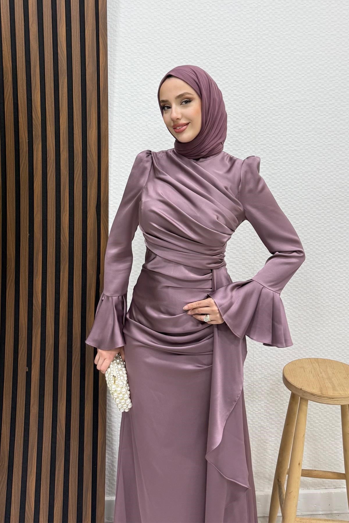 Ilgın Tesettür Abiye Soft Lila