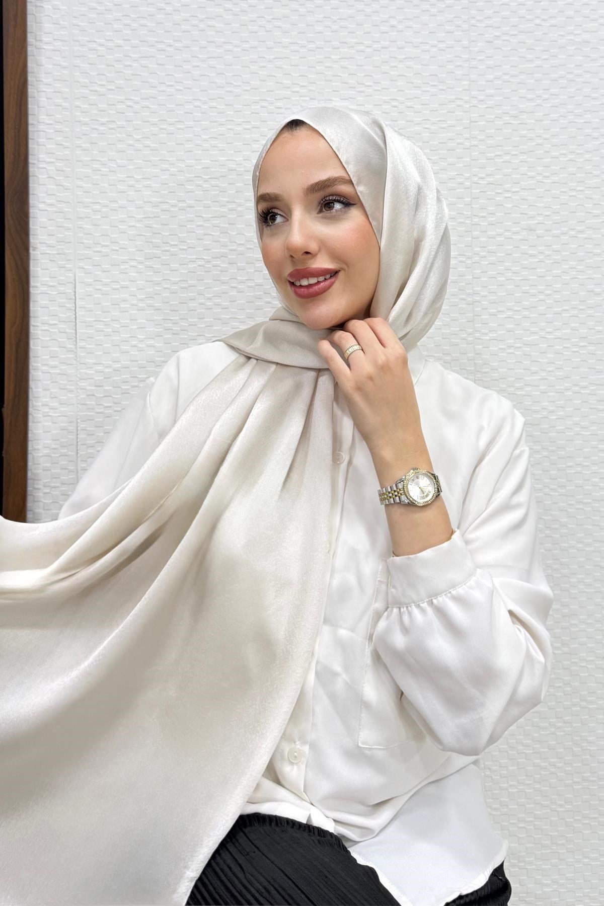 İnci Saten Şal Bej