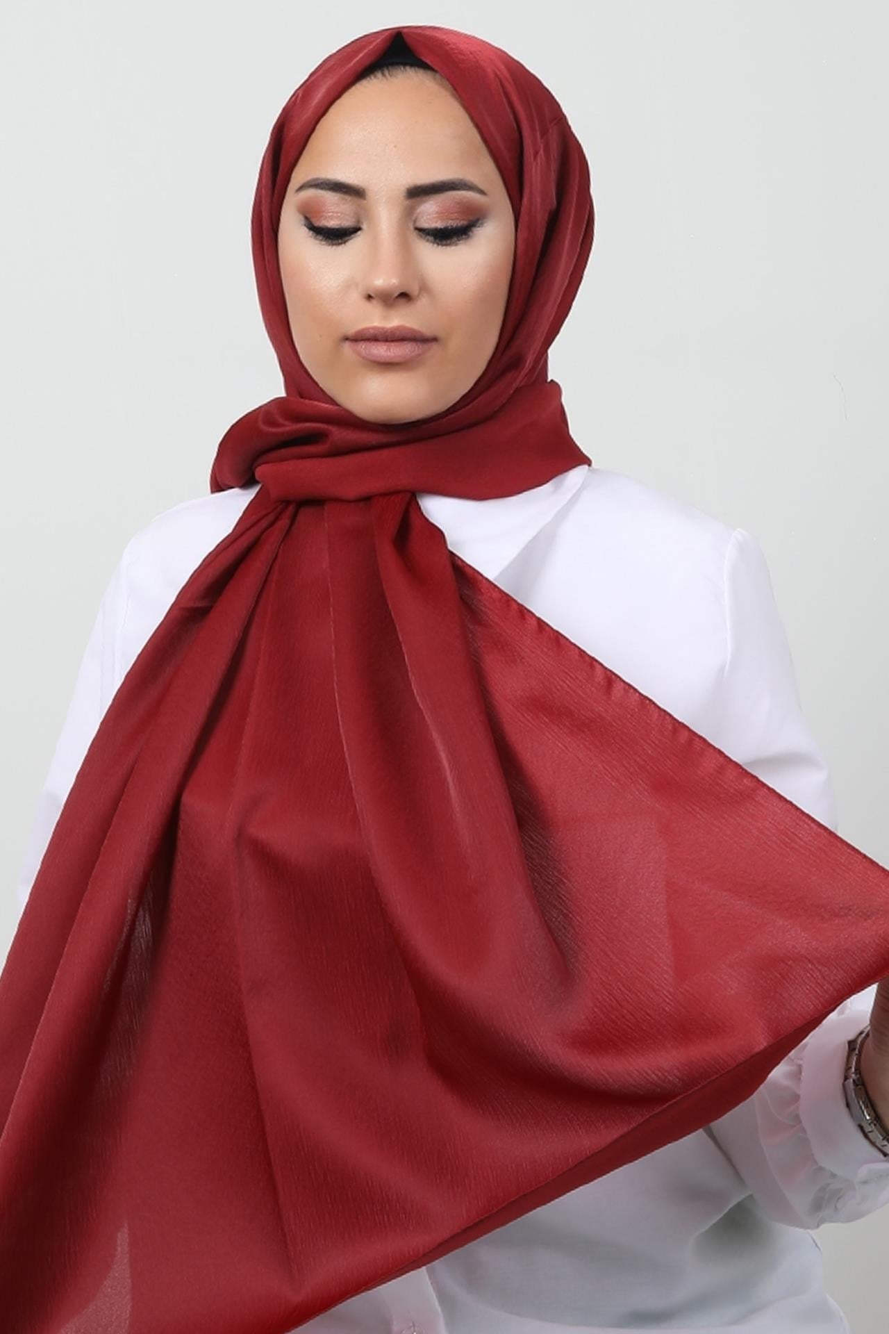 İnci Saten Şal Bordo