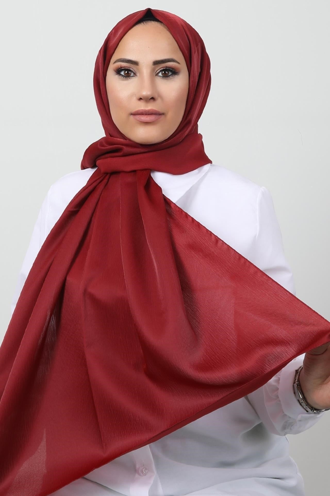 İnci Saten Şal Bordo