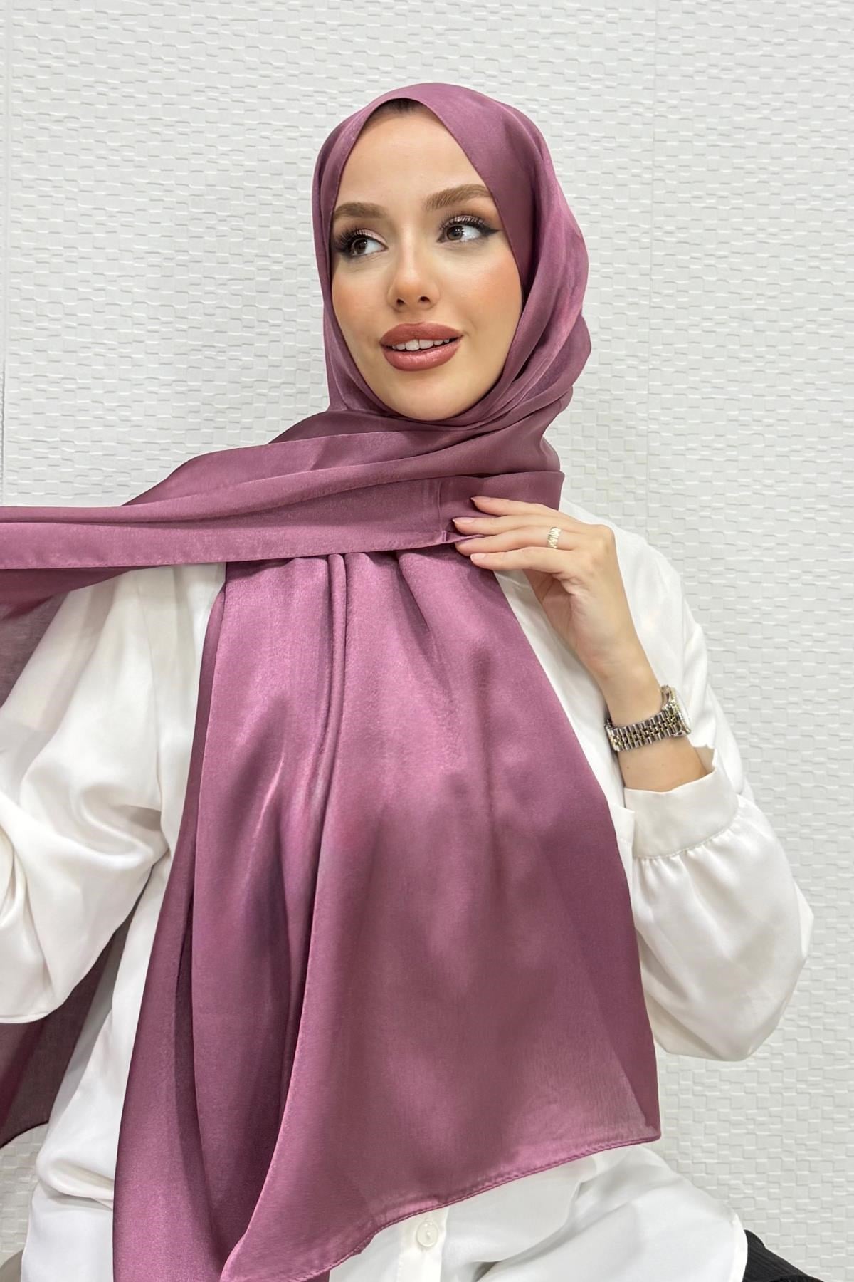 İnci Saten Şal Eflatun