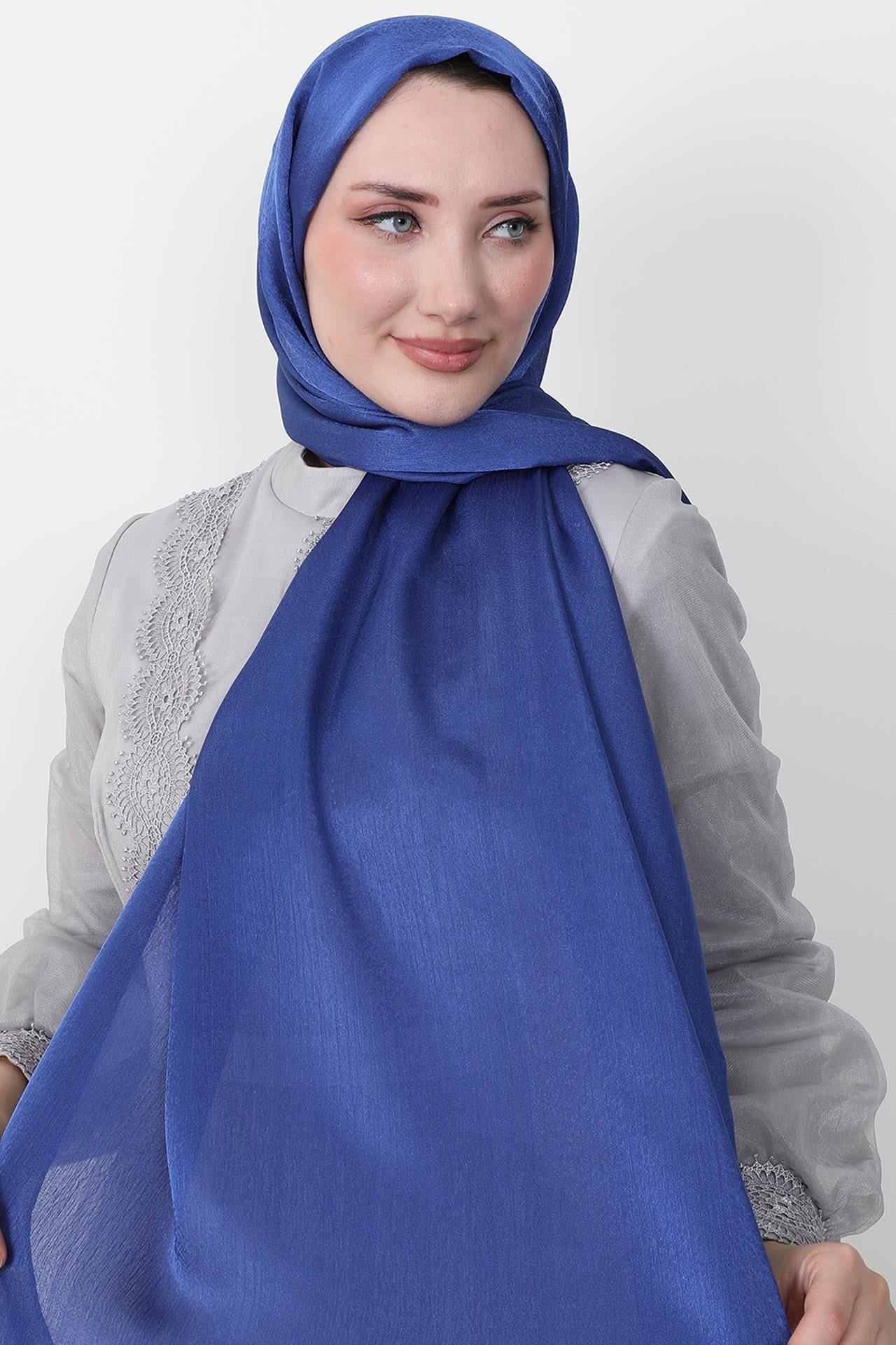İnci Saten Şal İndigo
