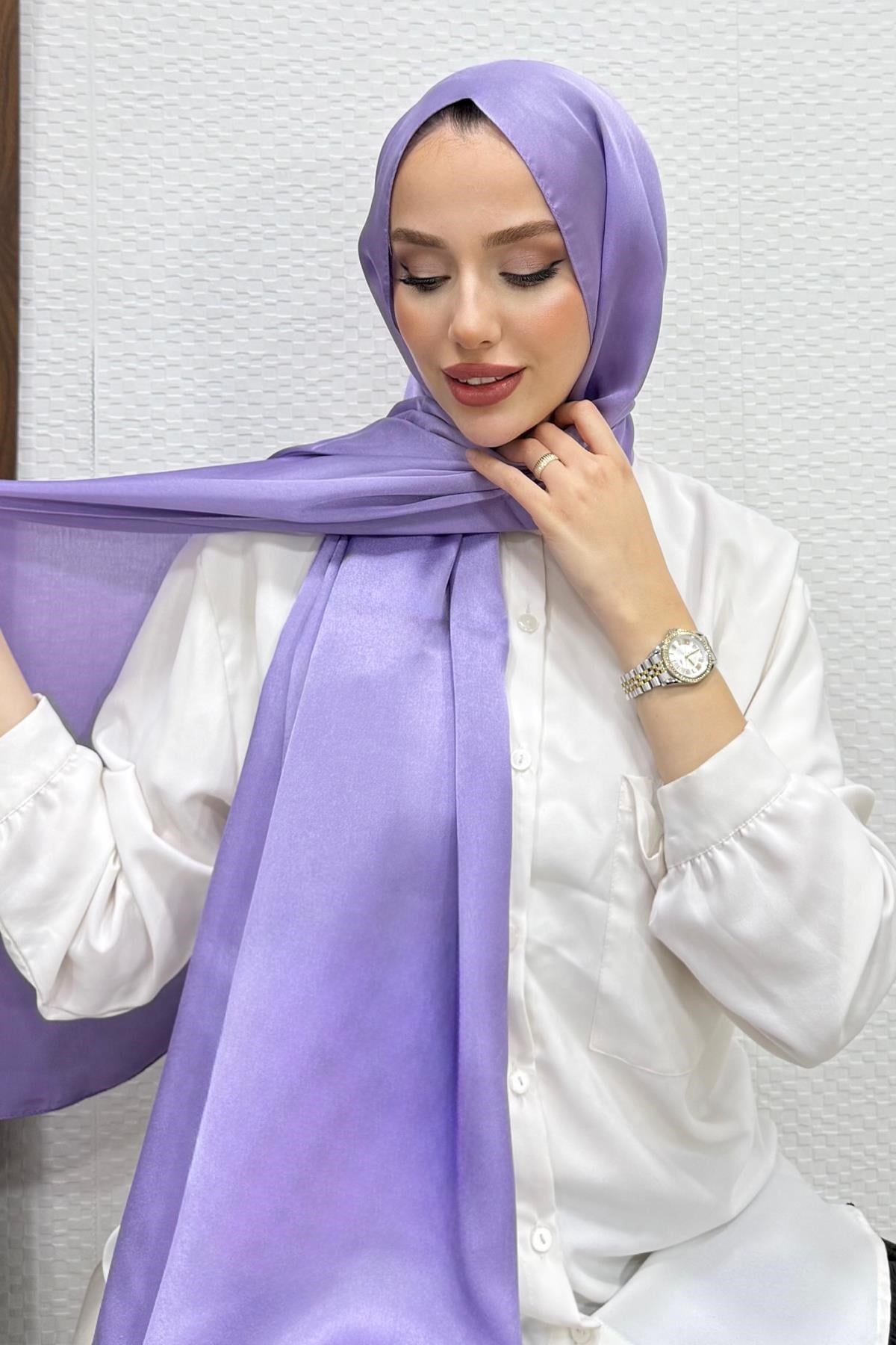 İnci Saten Şal Lila