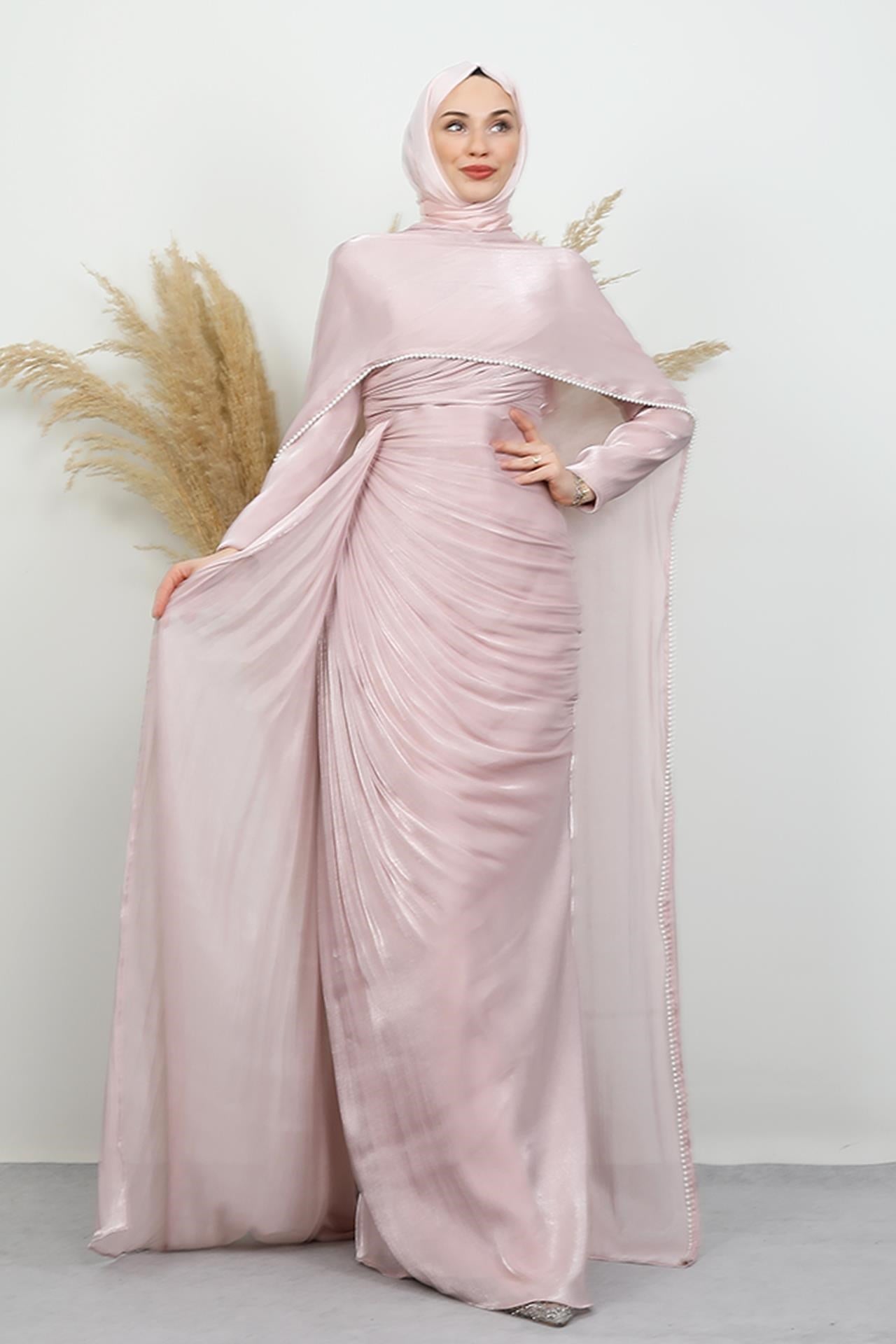 İncili Fular Yoryo Abiye Soft Pembe