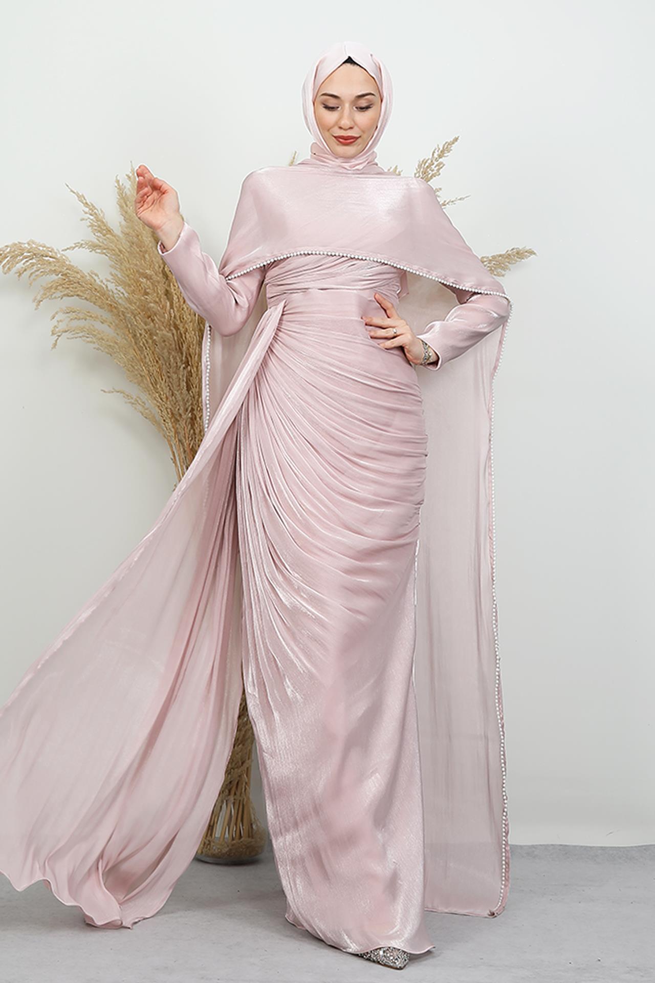 İncili Fular Yoryo Abiye Soft Pembe