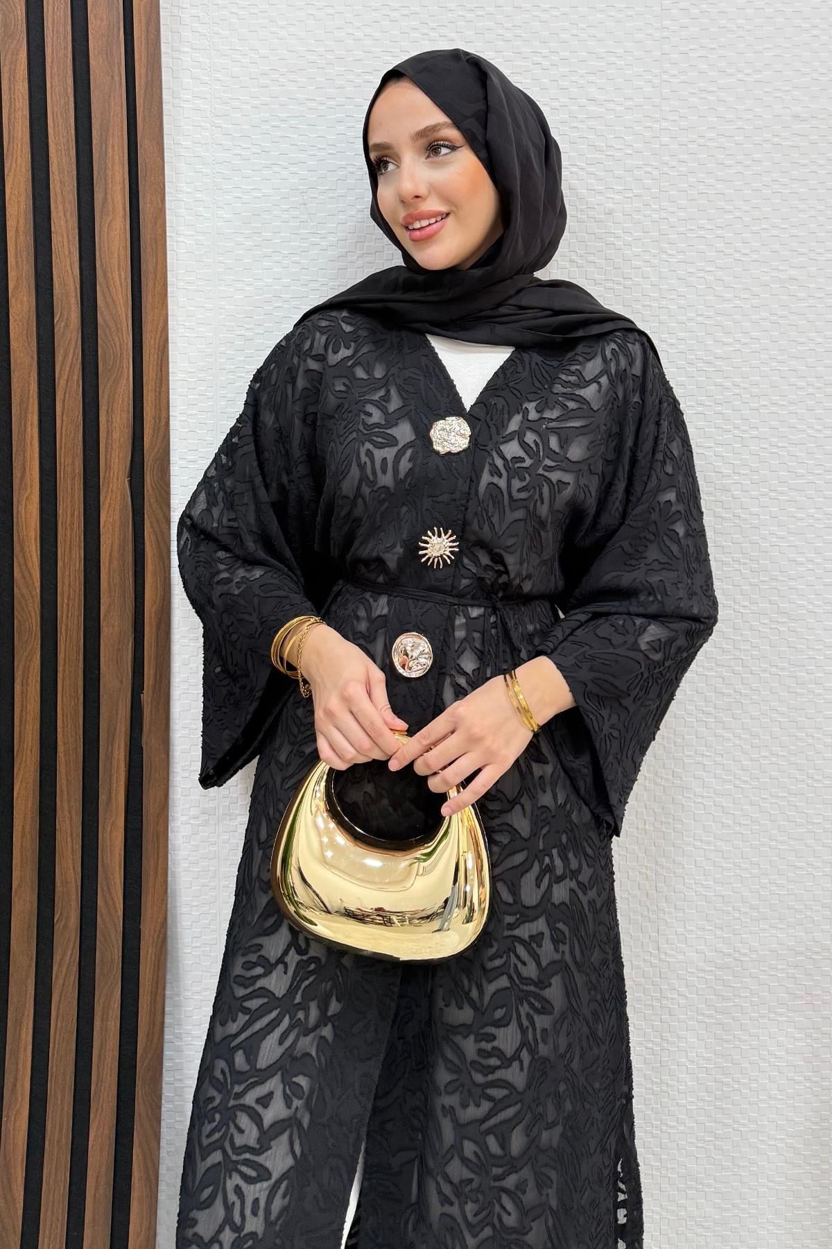Kabartma Desenli Kap Siyah