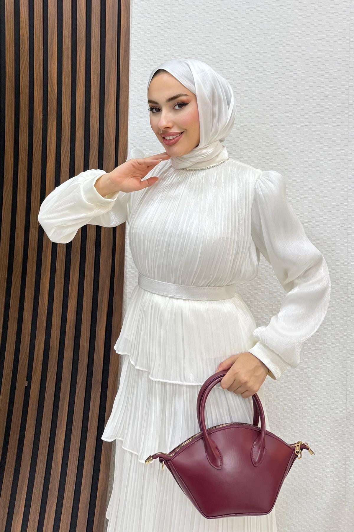 Kayla Takım Abiye Beyaz