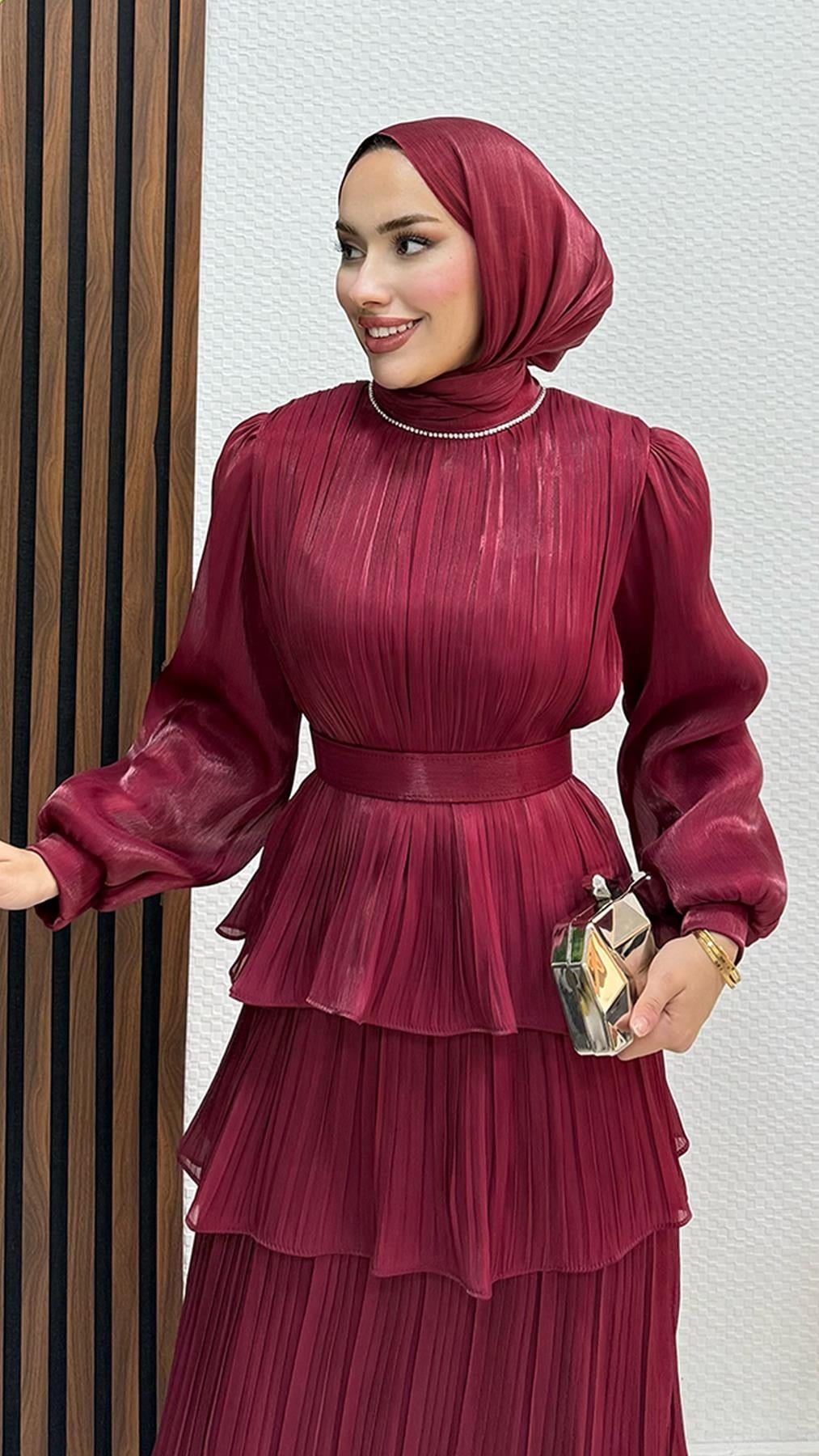 Kayla Takım Abiye Bordo