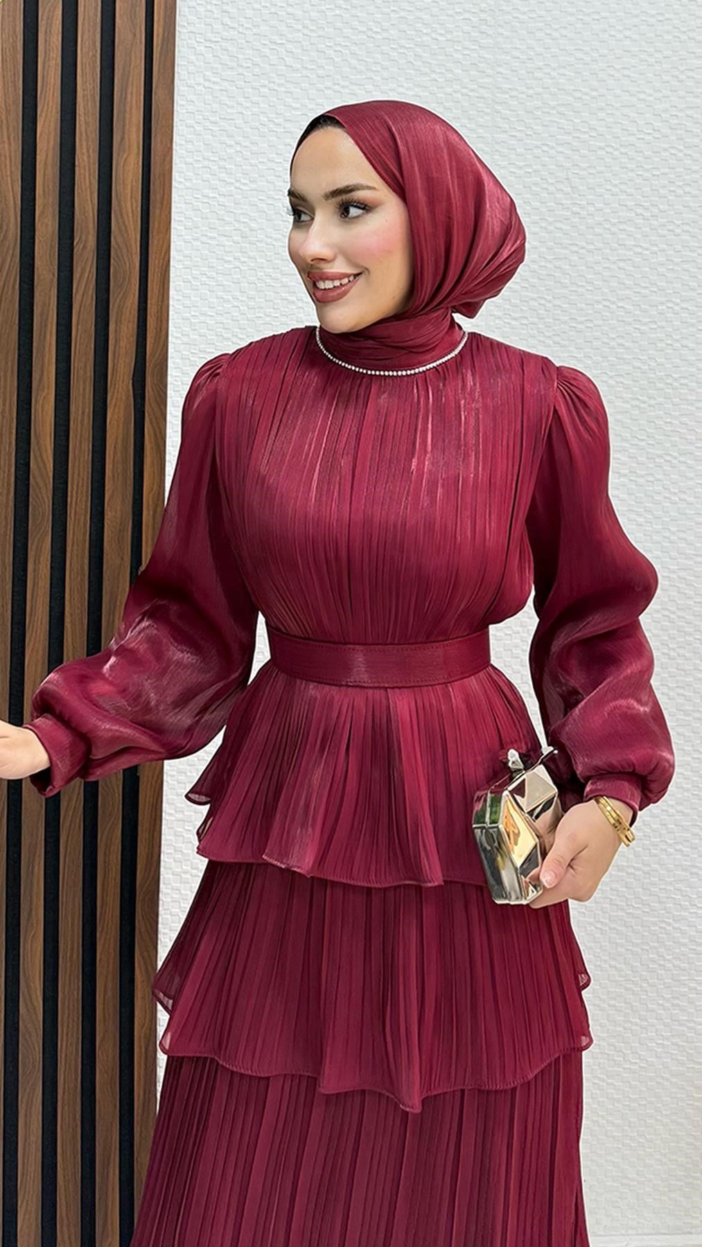 Kayla Takım Abiye Bordo