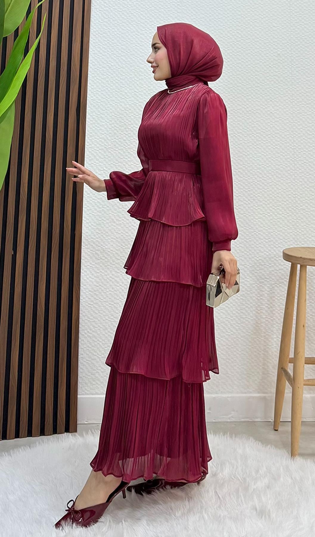 Kayla Takım Abiye Bordo