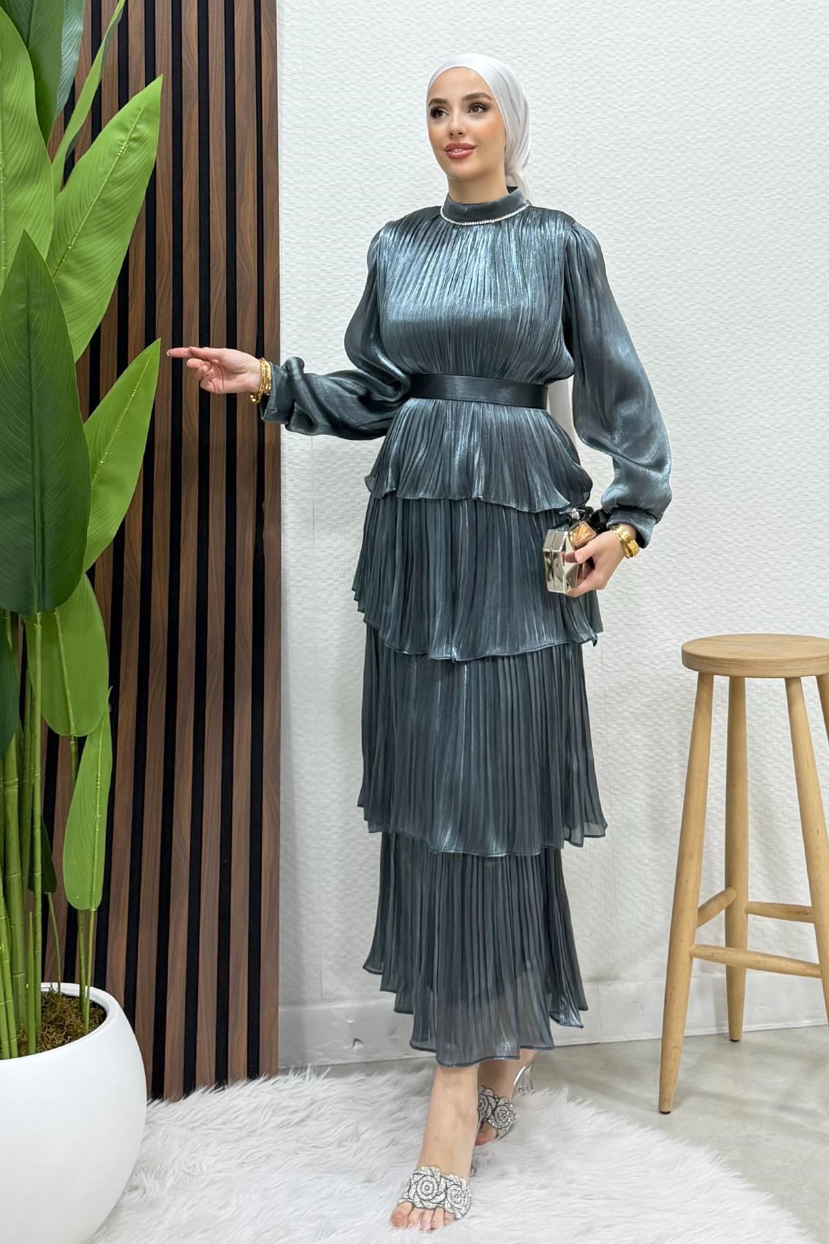 Kayla Takım Abiye Koyu Gri