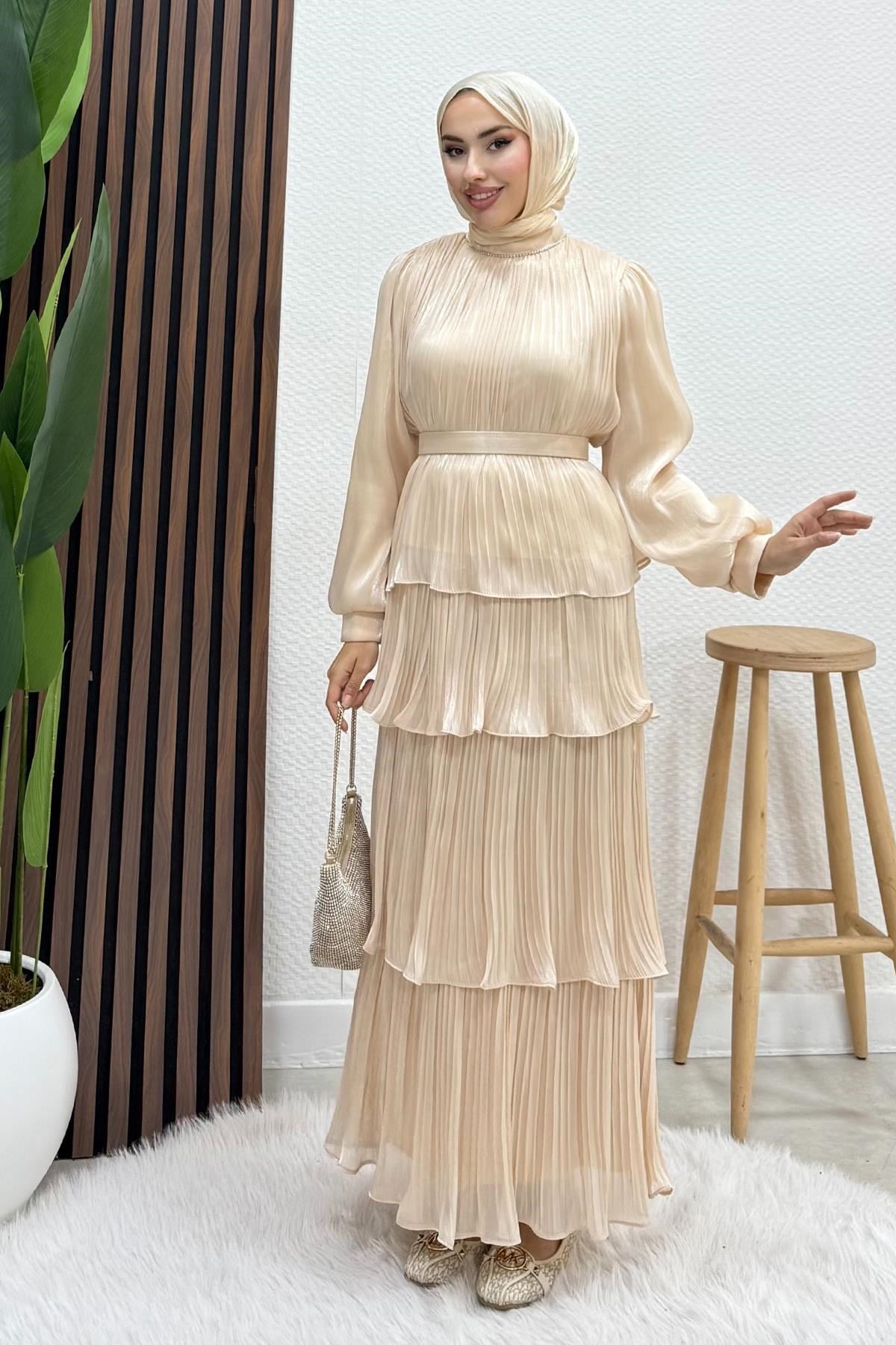 Kayla Takım Abiye Krem