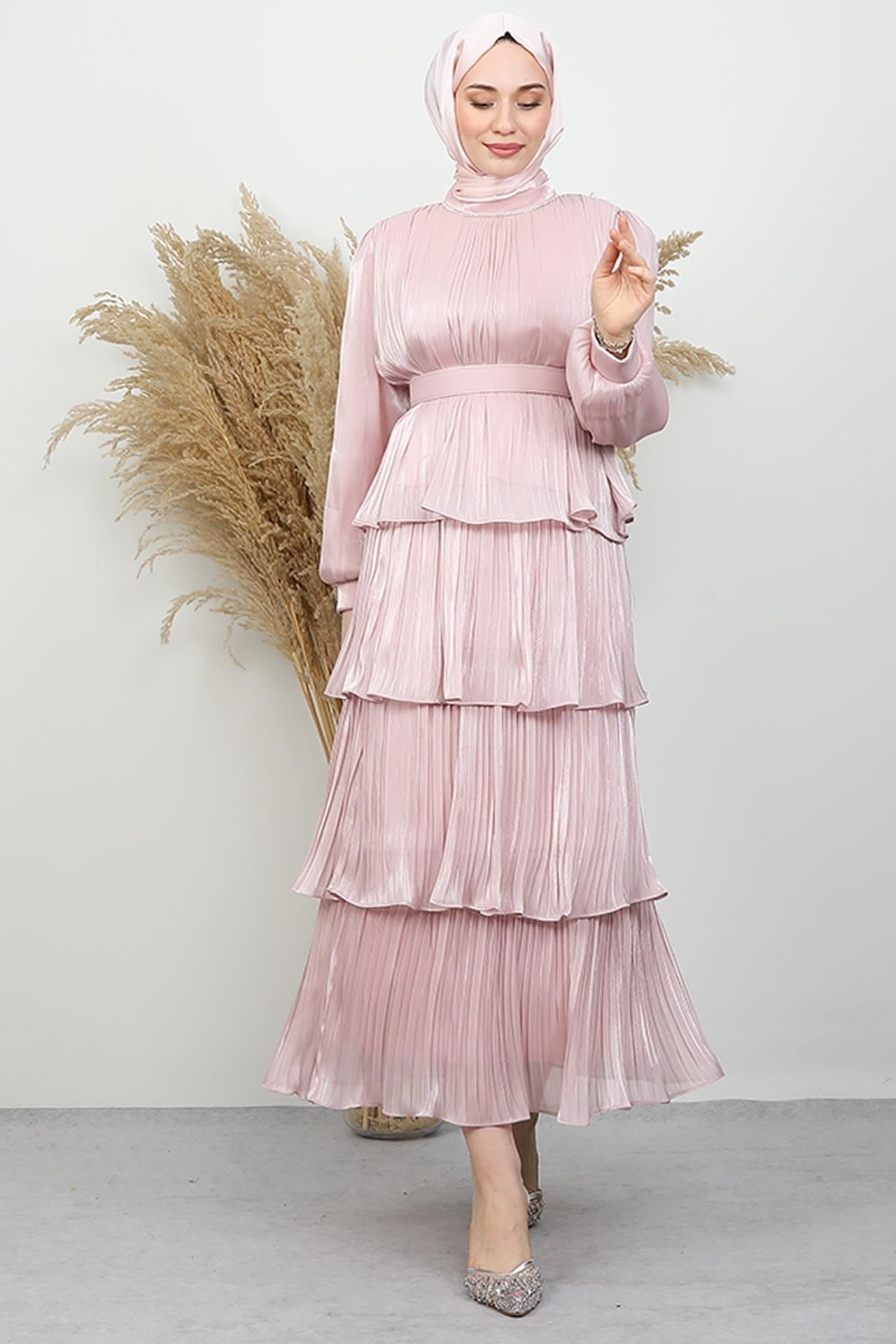 Kayla Takım Abiye Soft Pembe
