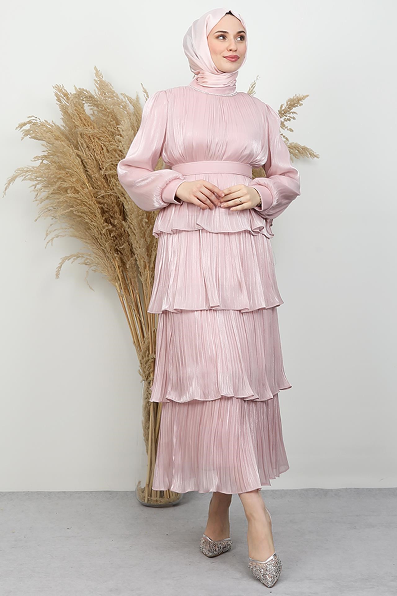 Kayla Takım Abiye Soft Pembe