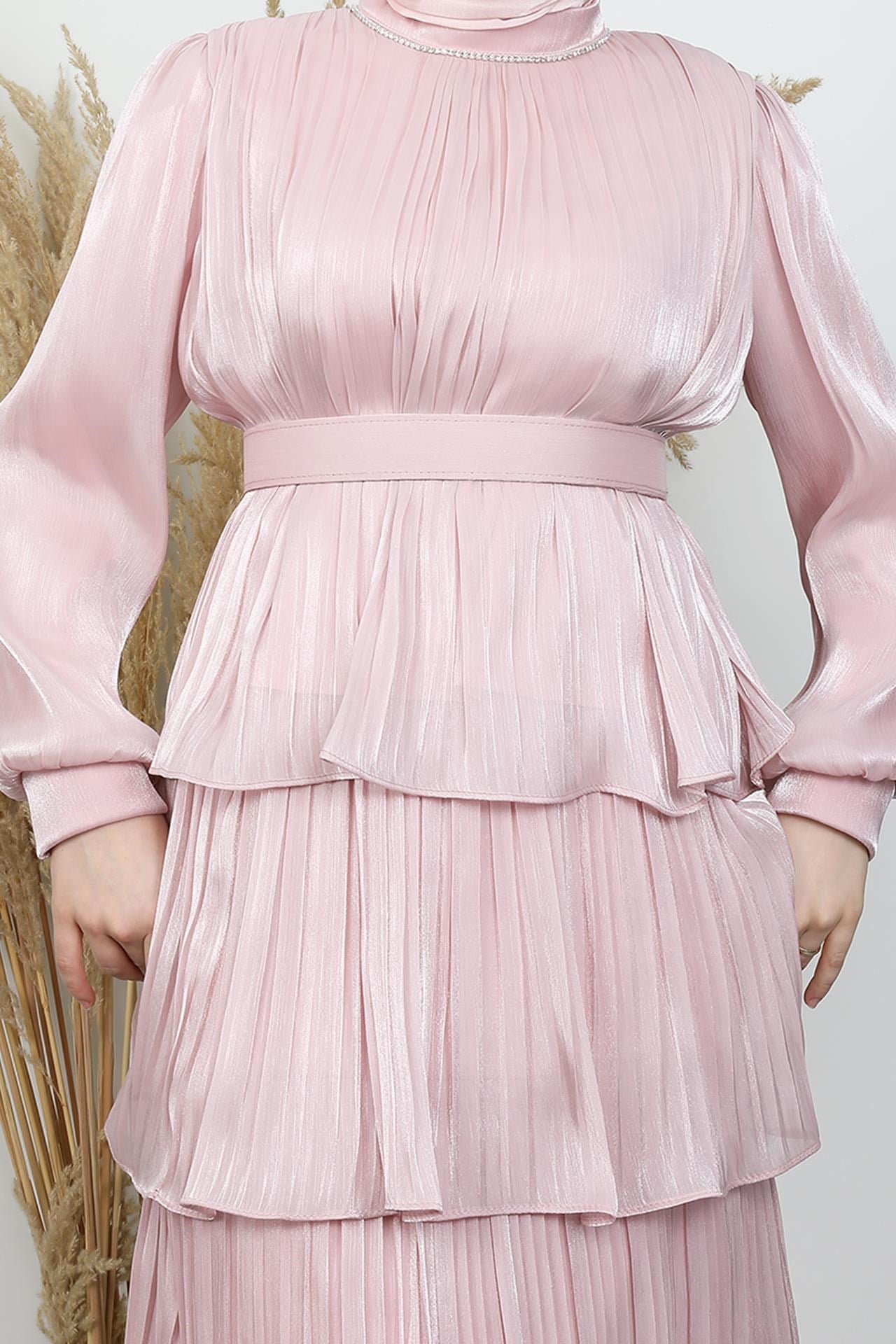 Kayla Takım Abiye Soft Pembe